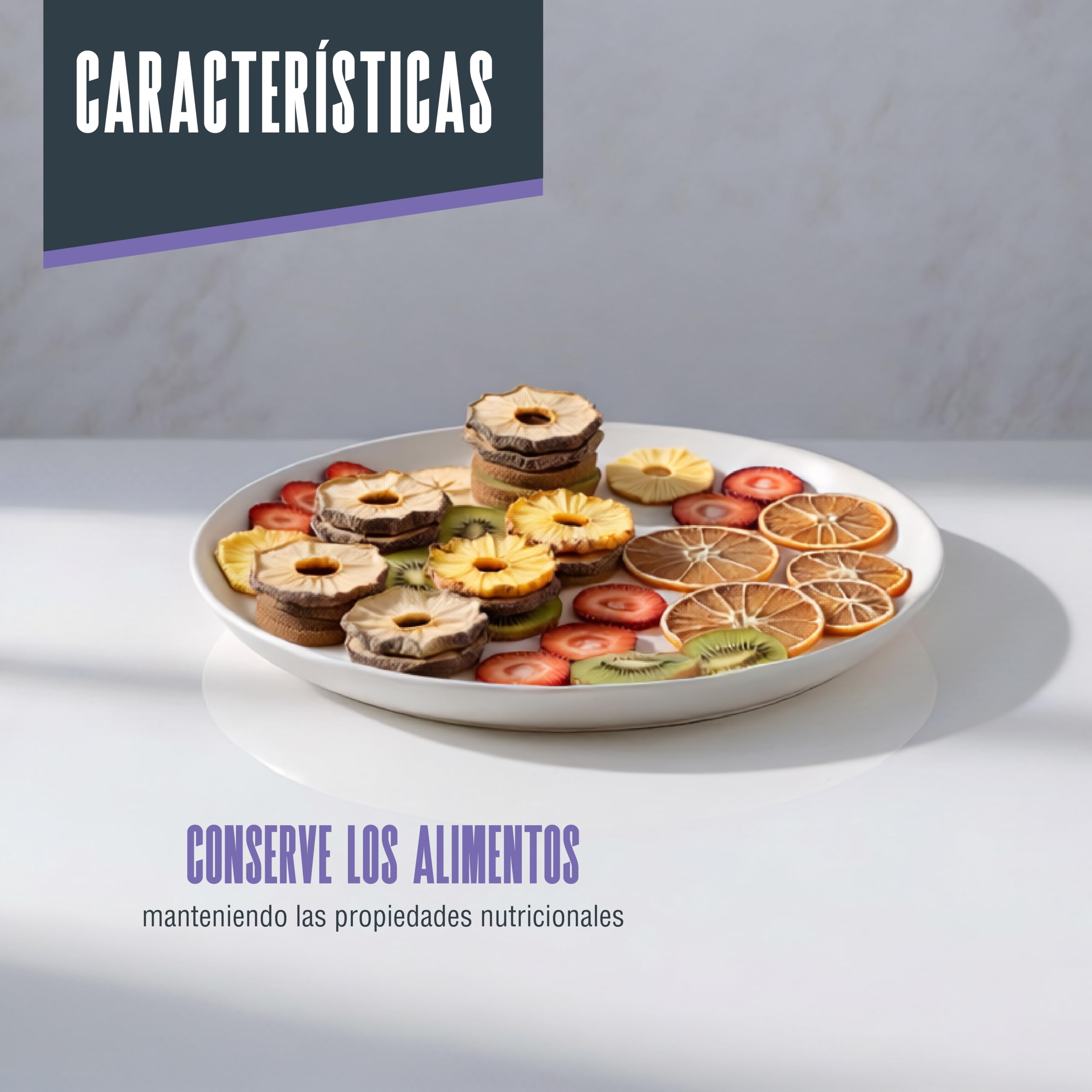 LACOR - 69522 - Deshidratador de Alimentos Eléctrico Bryssa Fruta Carne | 5 rejillas de acero inoxidable regulables; pantalla digital con temporizador; termostato 35-70°C; snacks saludables y setas