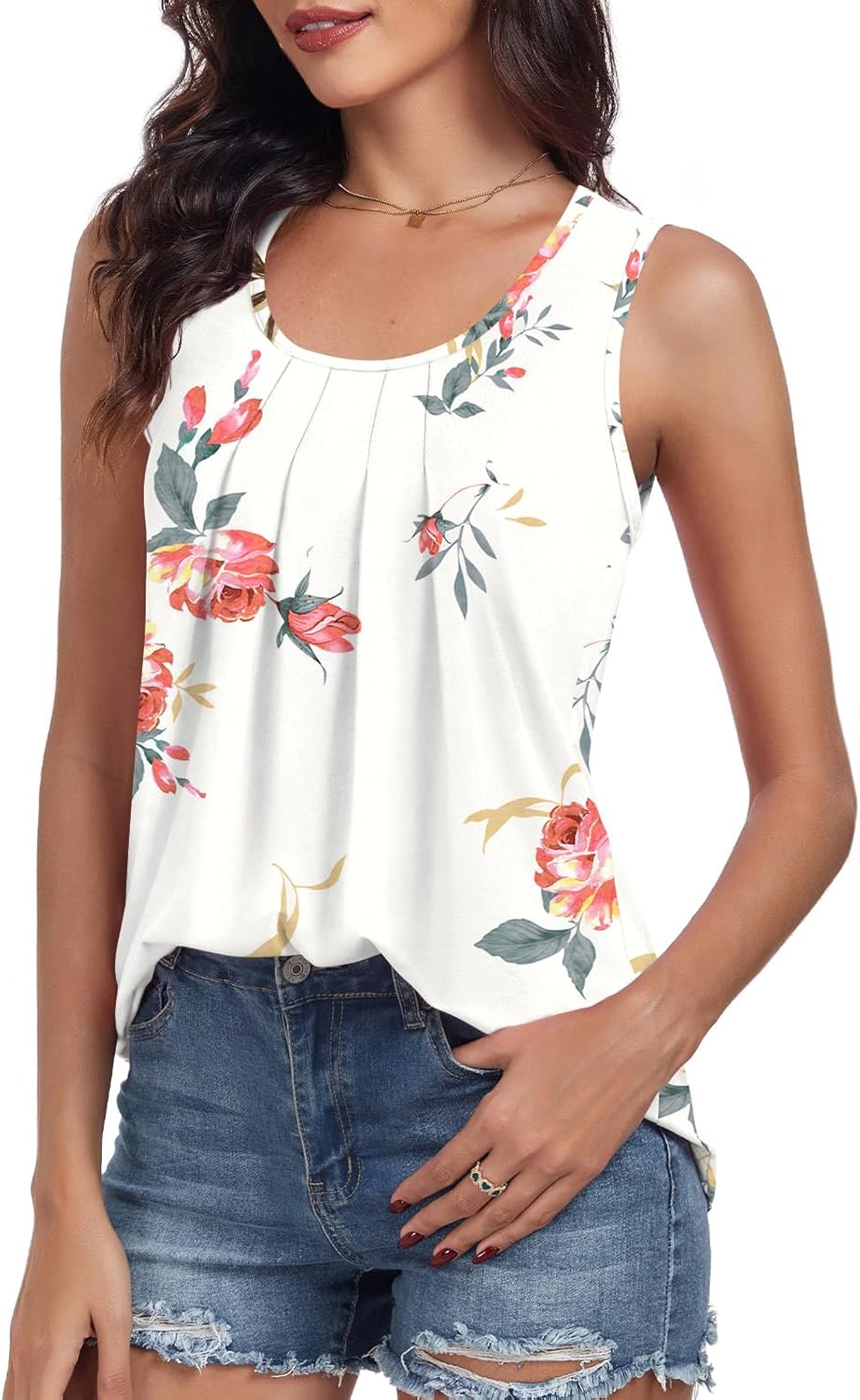 syoss Women's Tank Tops Dressy Casual Sleeveless Blouses Summer Loose Fit Outfits Trendy Shirt - Image 4