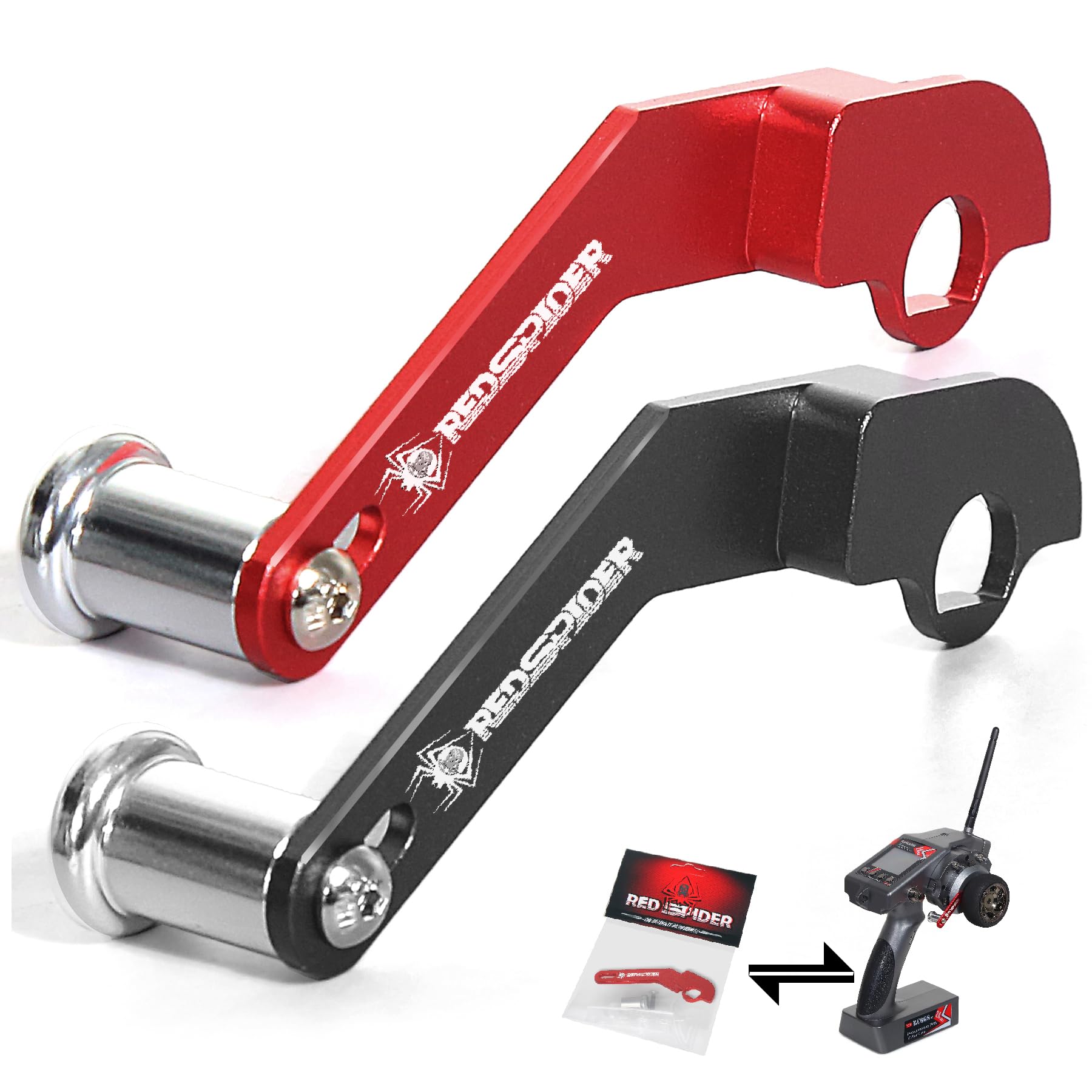 ? REDSPIDER RC Transmitter Steering Wheel Trigger?Alloy Steering Wheel TriggerOne Hand Control Accessory Adapter Two Colors to Choose from for Radiolink RC4GS RC6GS (Black)