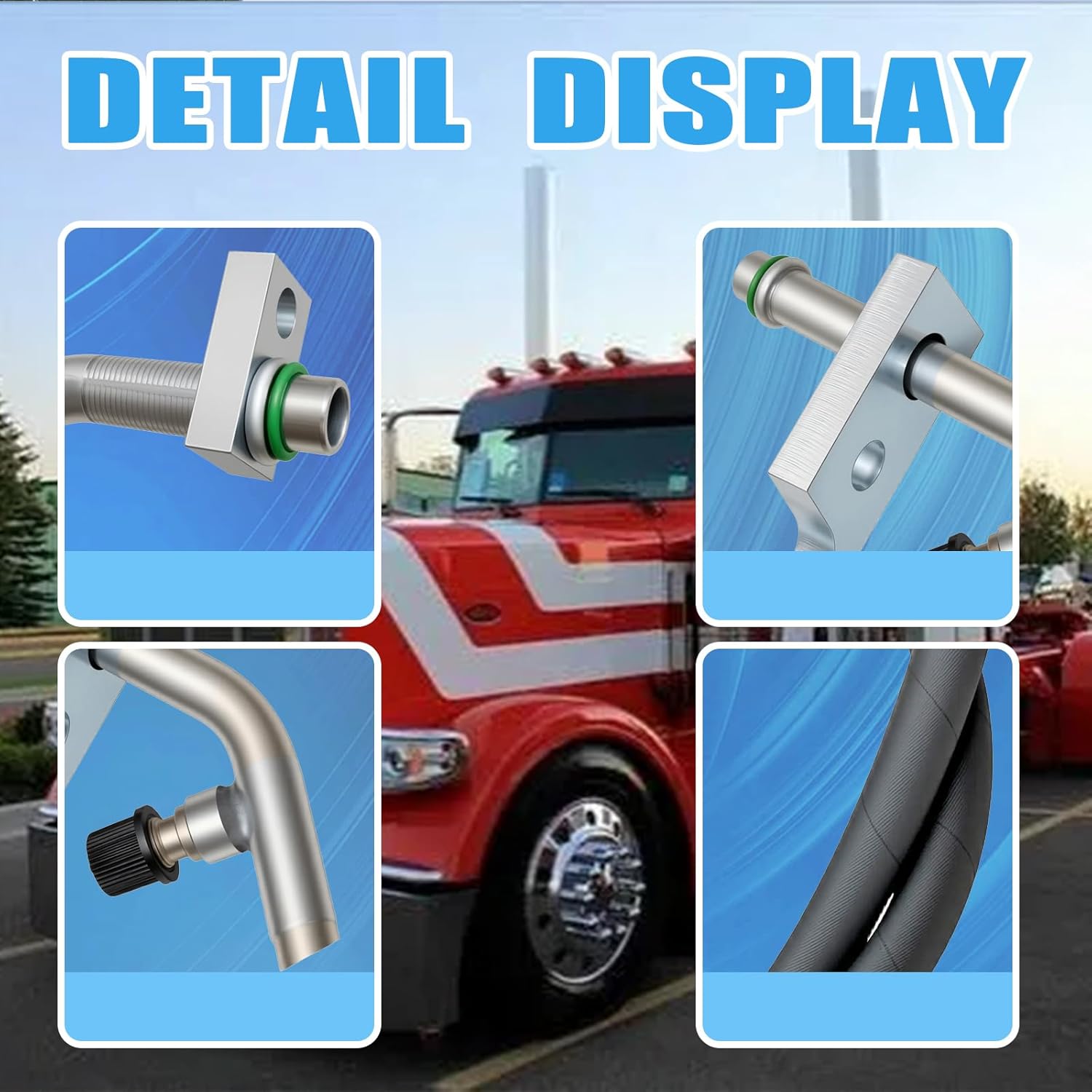 F50-6242-1475 Discharge AC Line Compressor to Condenser Hose Assembly Compatible with Peterbilt Kenworth Trucks, Replace# F5062421475 09-1406 683-T9379 T9379 683-2648