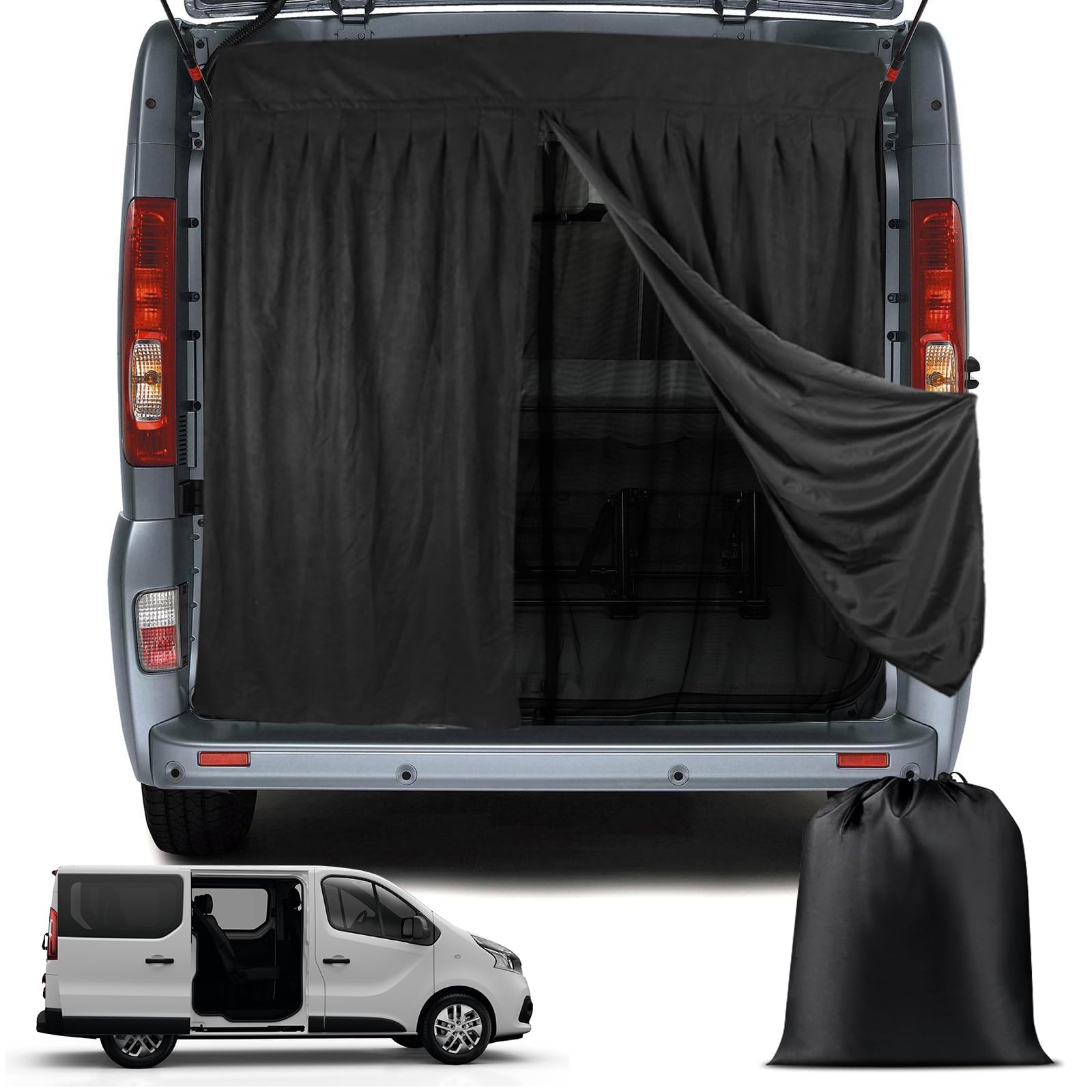 Magnetic Van Bug Screen for RV and Other Campervans, Double Layer Design Bug Mesh Customized for Sprinter, Ford Transit Van, Promaster Camper, GMC Savana, Rear Door Mosquito Net Center Zipper Closure