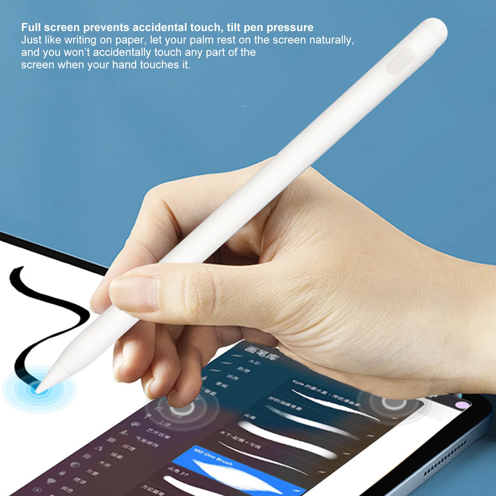 Stylus Pen Dibujo de Presión de Inclinación Confiable para Tableta iOS, Blanco, Tiempo de Uso Portátil de 9 Horas, para Usuarios de Tabletas iOS