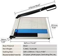Vista 2 de (R) Cortador de papel tamaño carta, 12 pulgadas de longitud de corte, 12 hojas de capacidad, cortador de fotos de papel guillotina con abrazadera