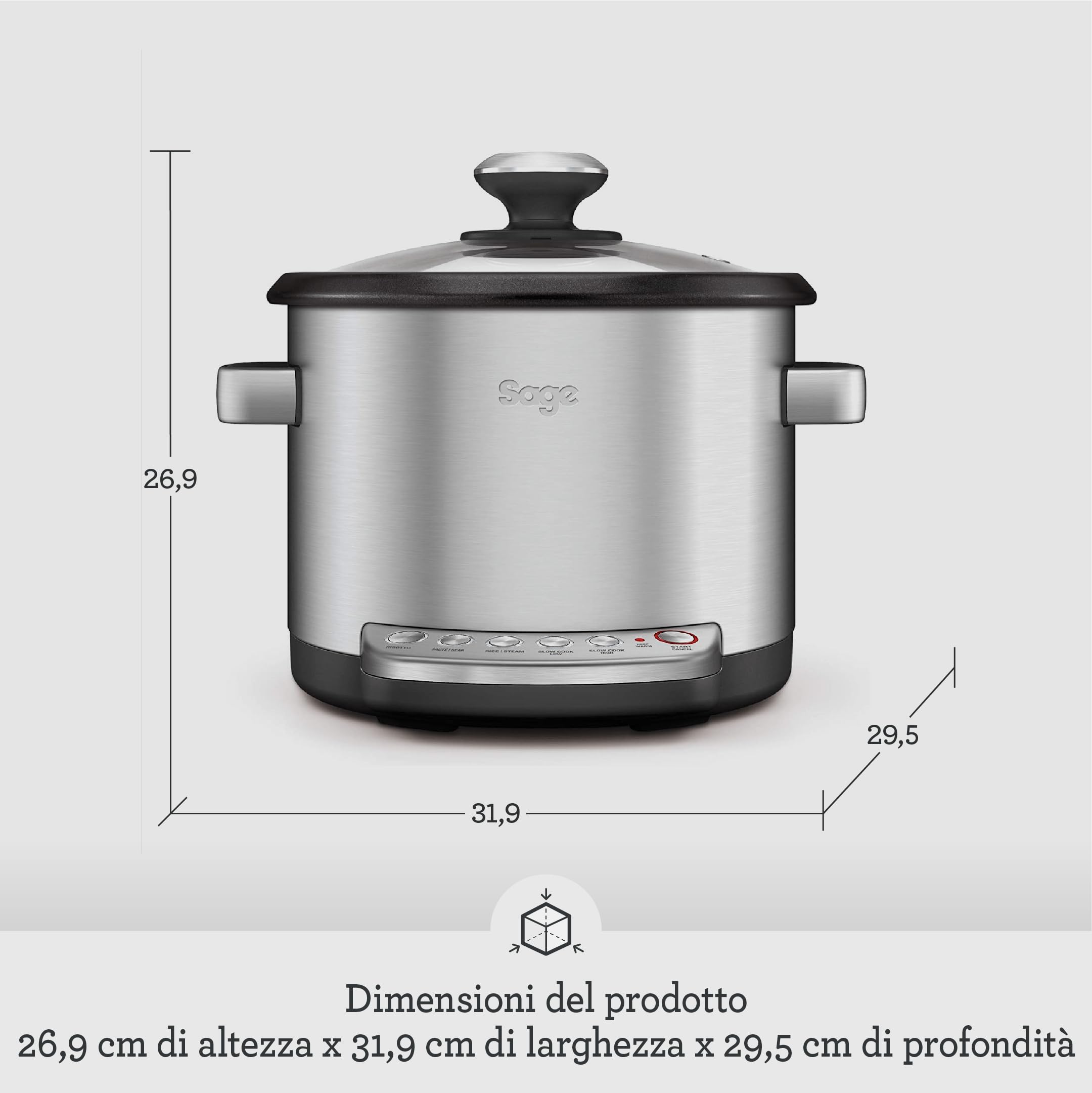 Sage - The Risotto Plus - Pentola Multipla con Risotto Senza Cottura - Elettrodomestici, Robot da Cucina - Acciaio Inox Spazzolato