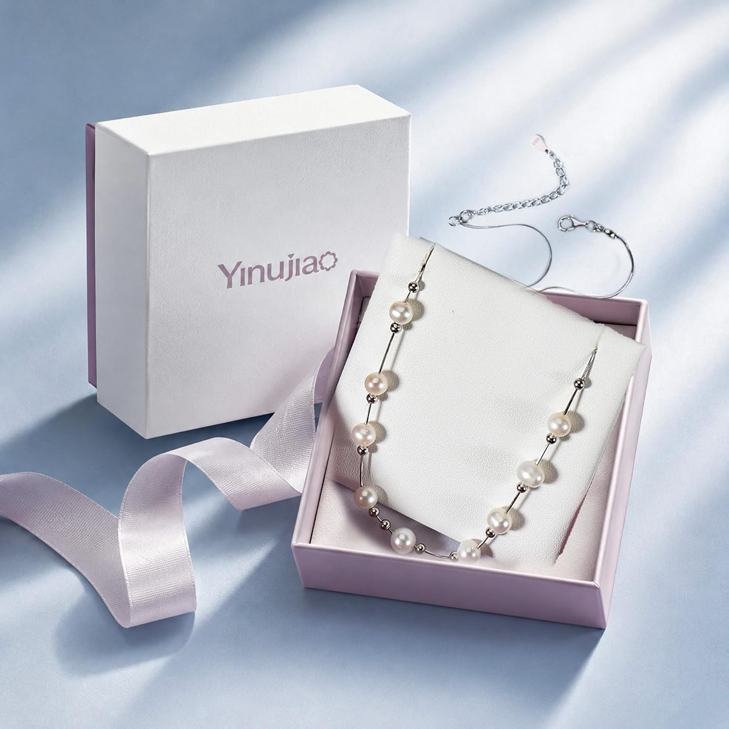 Adjustable Freshwater Pearl Necklace for Women, 925 Sterling Silver Snake Chain, 9 Movable Natural Pearls, Customizable Arrangement Choker Necklace, Elegant Gift for Her