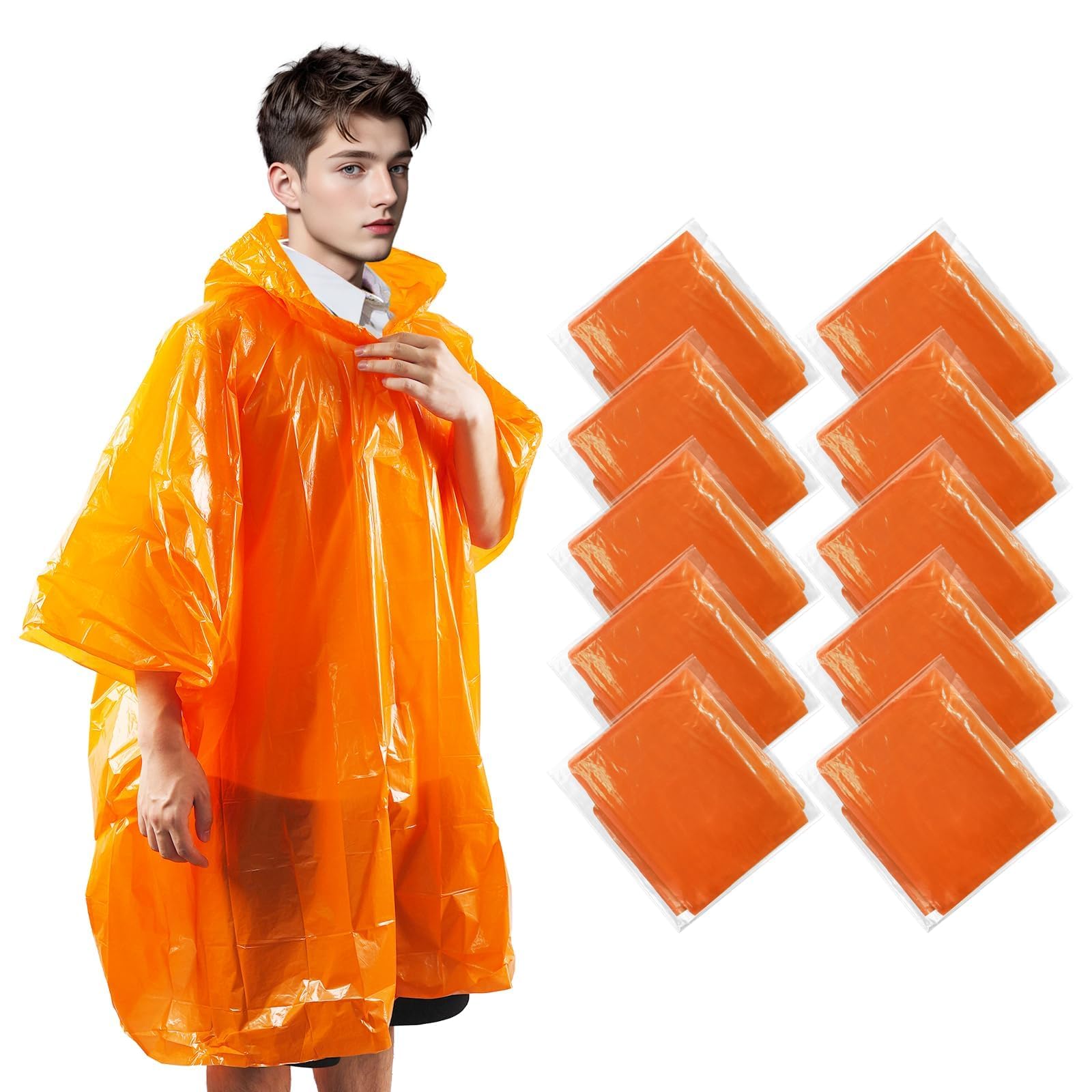 KAshack 5/10 Stück Einweg Regenponcho Durchsichtig Damen Herren -100% Wasserdichtes Regencape mit Kaputze, 0.035mm Verdicken Leichtgewichts Regen Poncho für Konzert,Festival,Camping,Notfallponcho