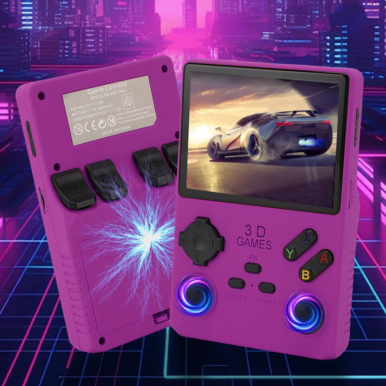 V40 Pro Retro Handheld Console - 256 GB Memory, 3,5 "pełny Ekran, Open Source, 45 Emulatorów, 35000+ Gier, Bateria 3800 MAh (PURPLE)