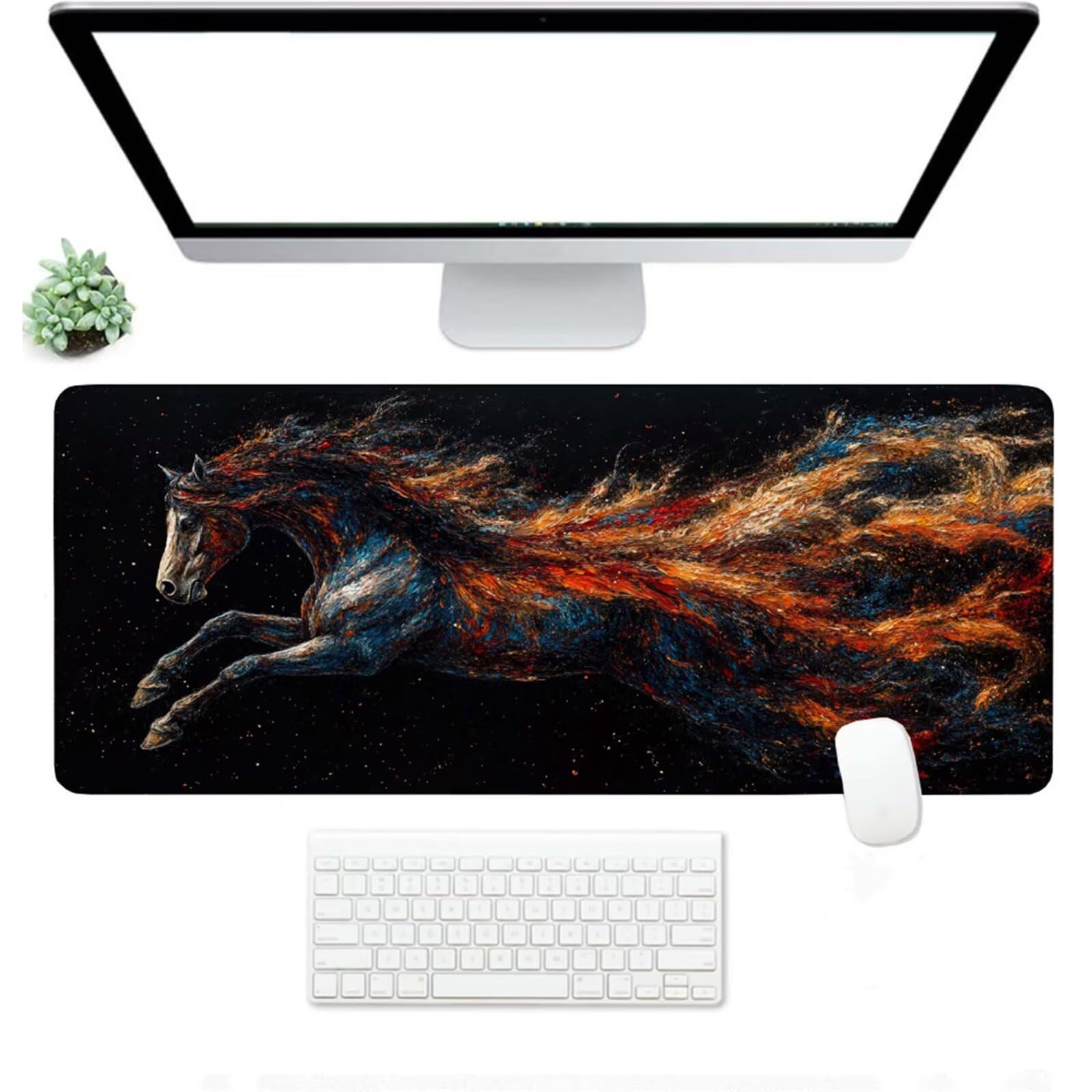 Podkładka pod mysz XXL 1200 x 600 x 3 MM, duża czarna podkładka pod mysz z wodoodporną i antypoślizgową gumą koń pod ręką zszyte krawędzie, poprawia precyzję i szybkość dla gracza W-1056
