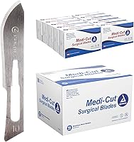 Dynarex Medi-Cut #10 Sterile Disposable Stainless Steel Scalpel Blades - Finely Honed Edge, Precision Cutting, Box of 100