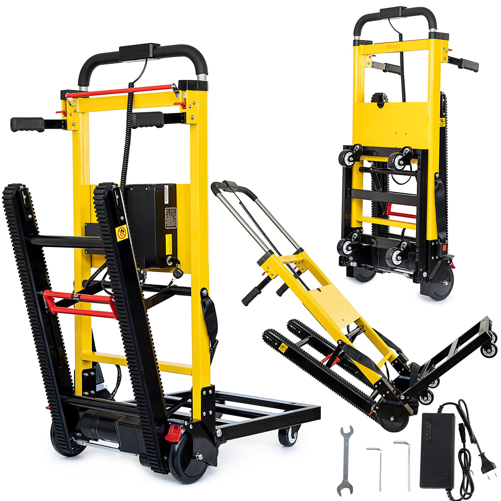 Escalera eléctrica portaequipajes, Carro eléctrico para escaleras, Carga máxima 200 kg, Equipado con Cuerda de Seguridad Larga, Ideal para Transportar Objetos Grandes