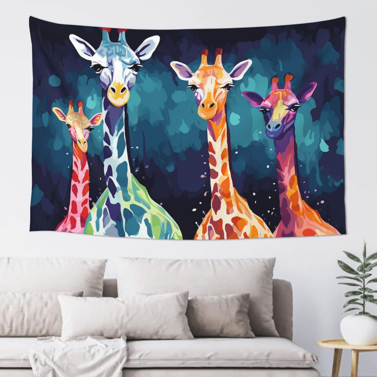 FodPand Colorful Giraffe Fans Lovers Tapestry for Bedroom Aesthetic, Wall Hanging Tapestries Art Decor Backdrop Wall Tapestry for Dorm Living Room Funny Poster Party Banner Background 40" X 60"
