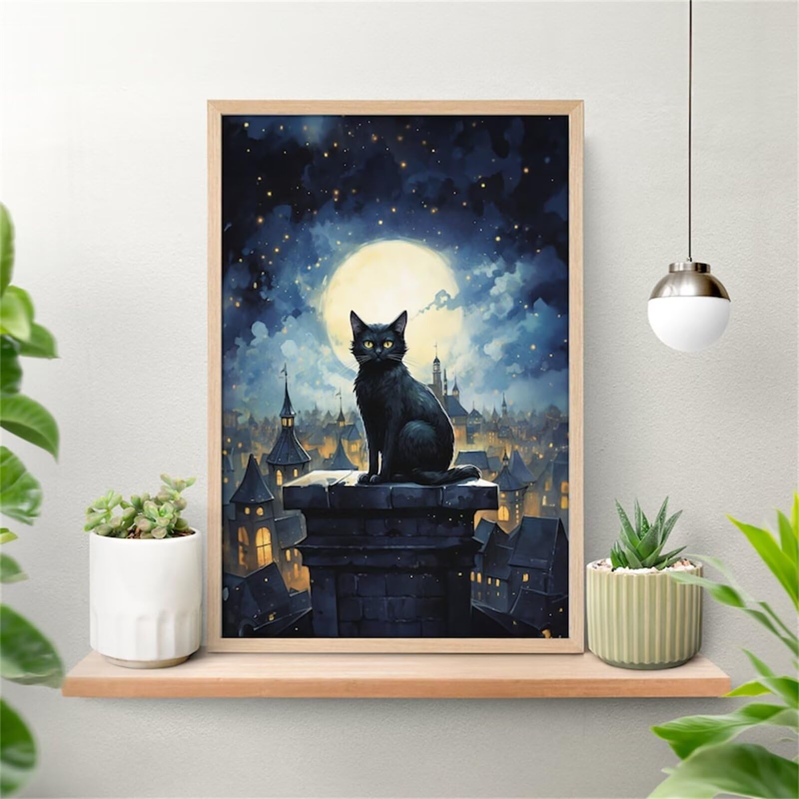 Puzzle 700 elementów Dorośli Kot Miasto Księżyc Trudne i wymagające puzzle Gry edukacyjne Klasyczne Puzzle Puzzle 700 elementów Dorośli Stymulujący prezent 52 x 38 cm