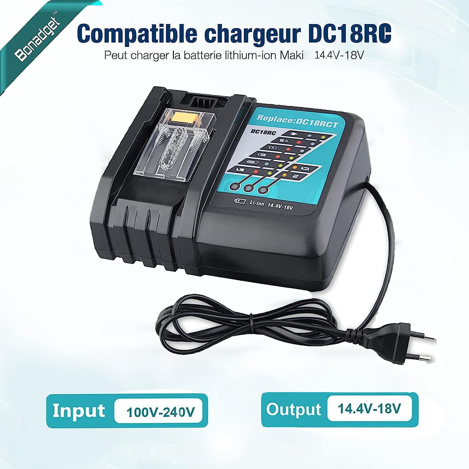 2X 18V 5,0Ah Ersatzakku für Makita + 4A DC18RC Ladegerät Kompatibel mit Makita 14.4V-18V BL1830 BL1850 BL1840 BL1860 BL1820 etc Werkzeugakku und DC18RC DC18RD DC18SF DC18RA DC18RF Ladegerät