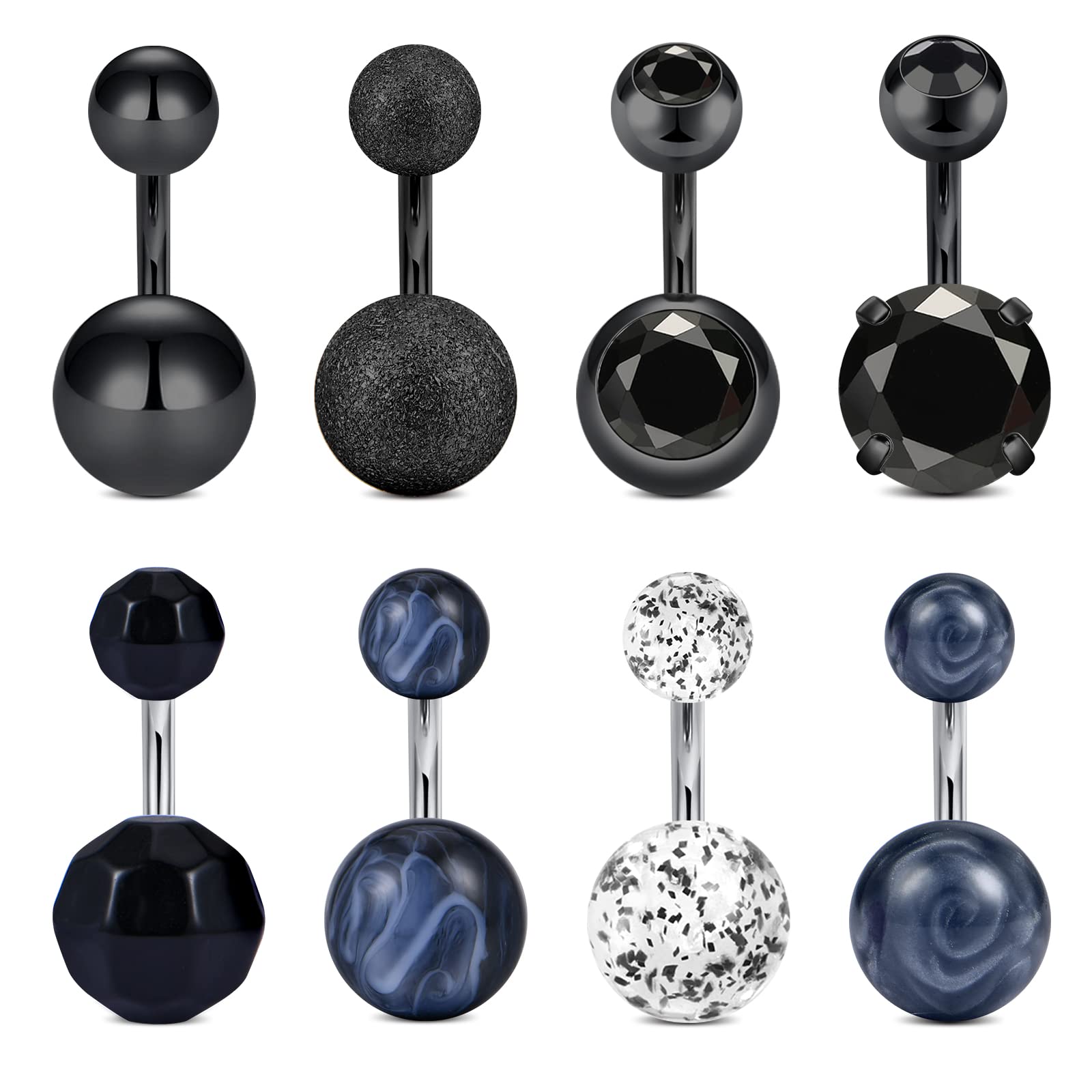 Funseedrr 8pcs Piercing Ombligo Pequeño Banana Acero Quirúrgico 14G 6mm Barra de Ombligo Vientre Piercing Joyas