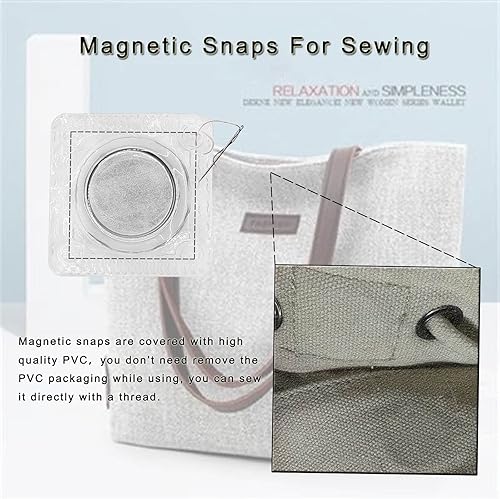Miniatura 5 de Betoplin Broches magnéticos para coser de 0.787in, 1316 pulgadas, cierres magnéticos ocultos de PVC para bolsos, ropa, bolso