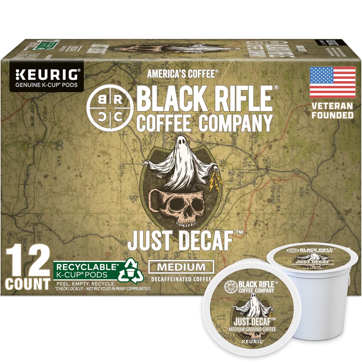 Amazon.com: Black Rifle Coffee Company Just Decaf- Medium Roast K Cups -  Single Serve K Cups 12ct Coffee Pods- Kcup Pods Compatible with all Keurig  machines - Made from Arabica Beans :