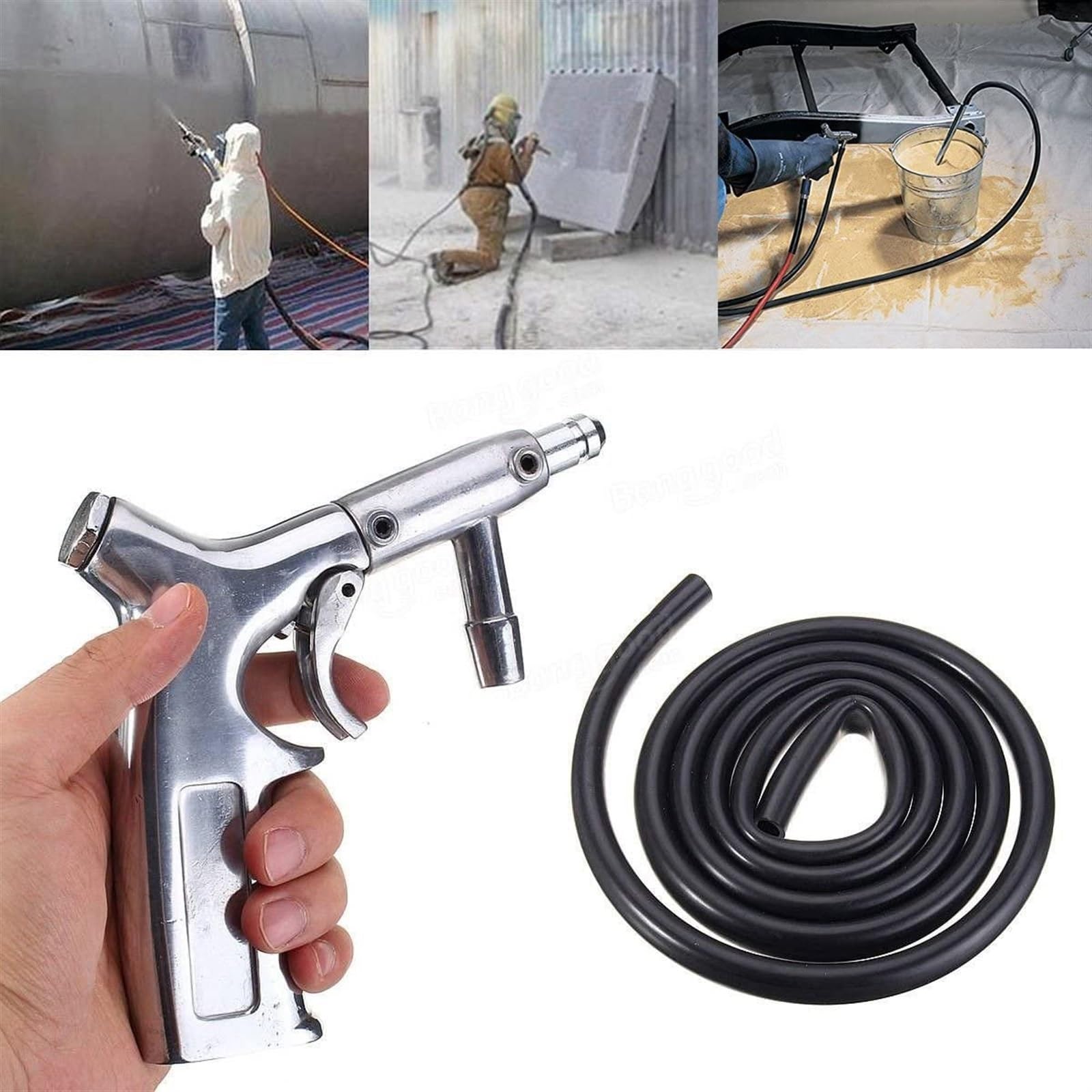 Pistolet do piaskowania, maszyna do piaskowania, zestaw pistoletu do piaskowania do sprężarki powietrza, do aluminium, piasku, łupiny orzecha włoskiego i piaskowania sodą