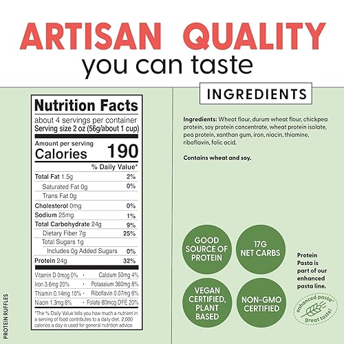 Miniatura 3 de Pastabilities Good Day Pasta, fideos para pasta bajos en carbohidratos, ricos en proteínas y fibra, deliciosa pasta a base de plantas, 8 onzas