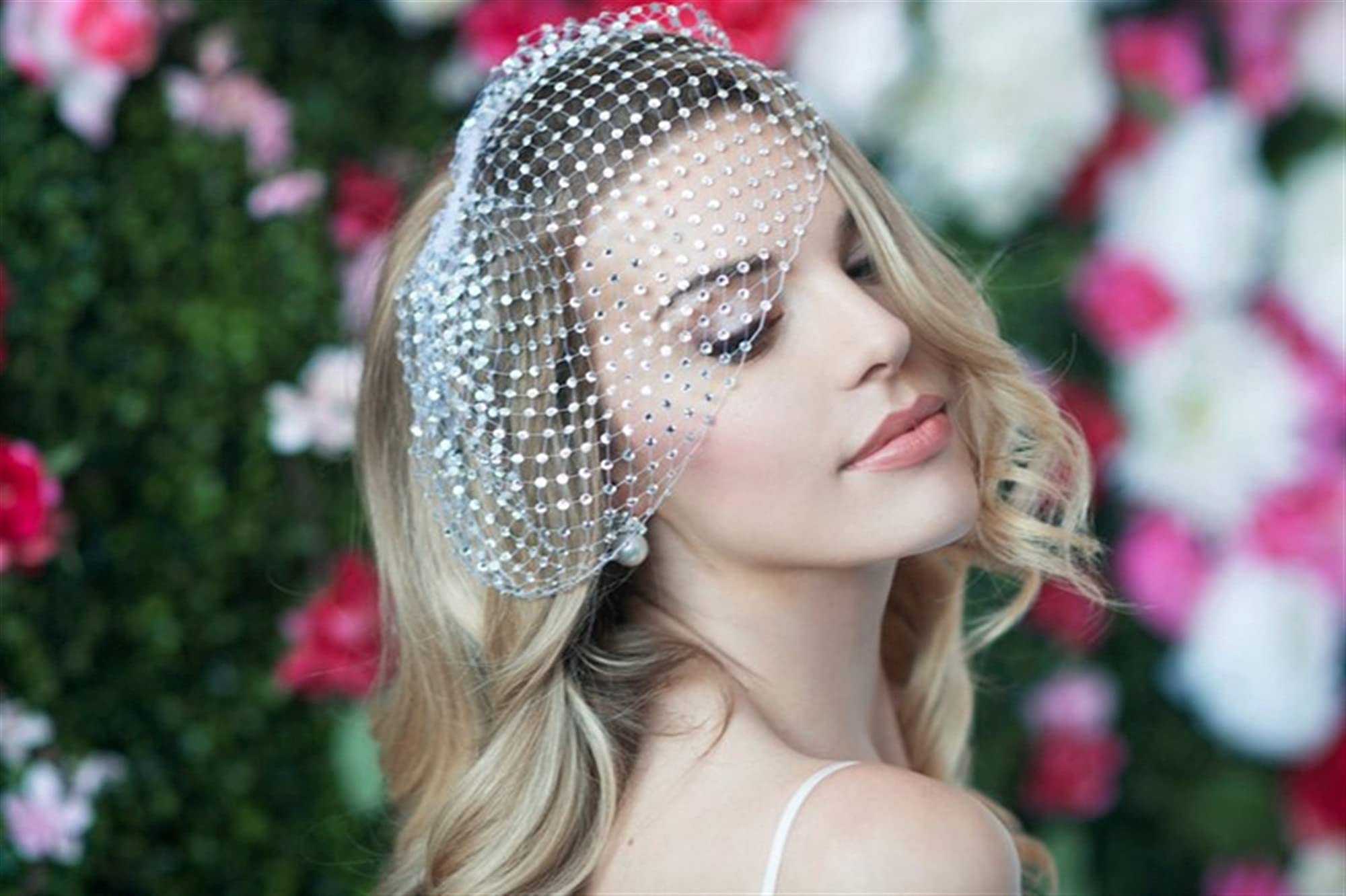 Tocados de Boda Diadema Nupcial Velo de Cristal con Cuentas con Cuentas con Grano decoración de Pelo Velo Tocado de Boda Tocado Novia