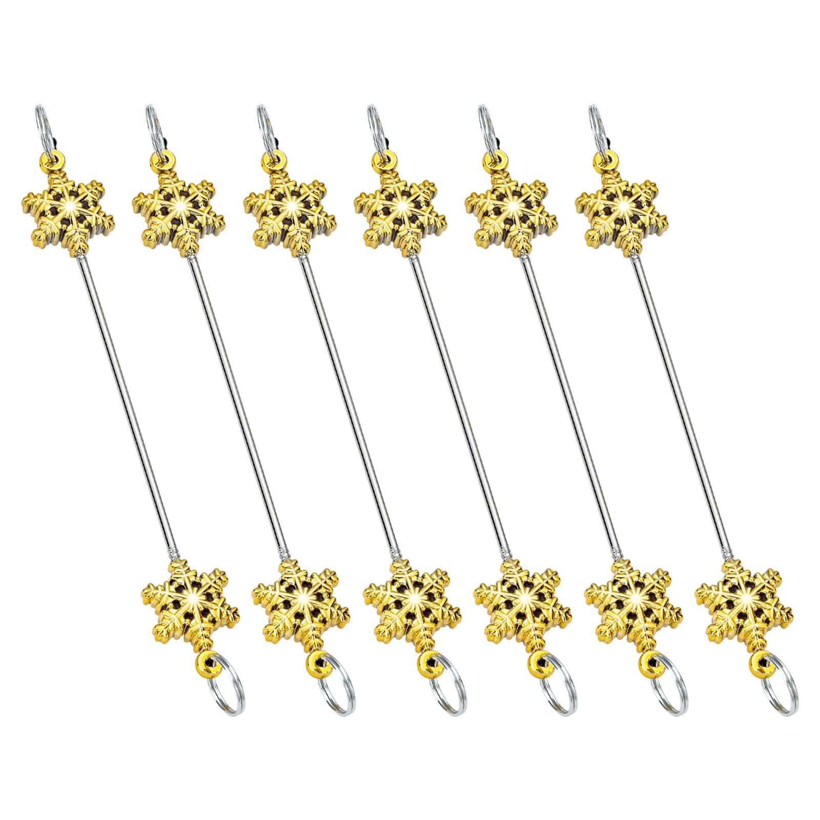 Jazuaiao 6PCS Snowflake Christmas Decorations with Beading Set Sturdy Metal Hanging for Festival Snowflake Party Decors Metal Hangings
