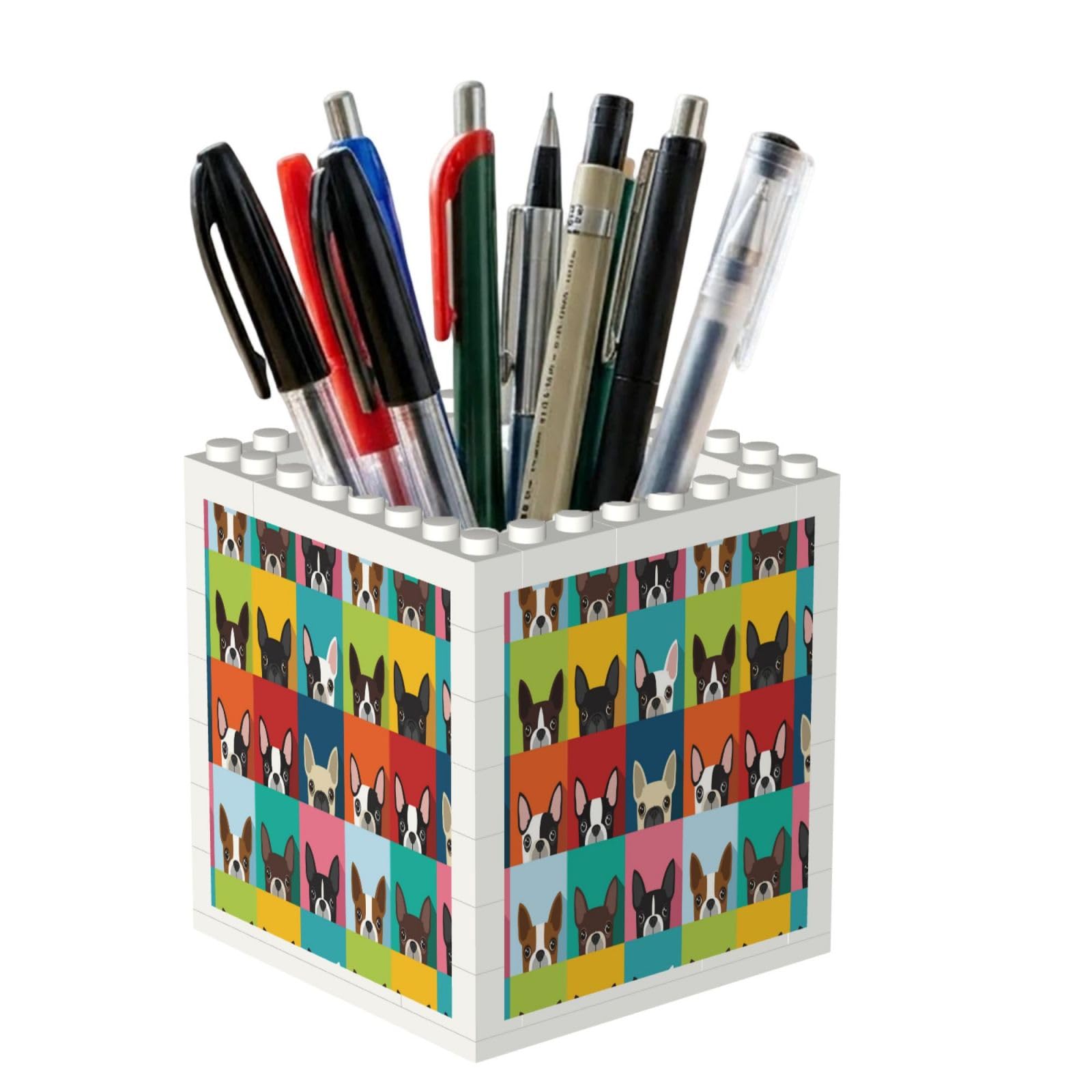 Poadnly Boston Terrier Dog, Pen Pot Pencil Holder for Office Home School, Compact Desk Organiser for Office Stationery