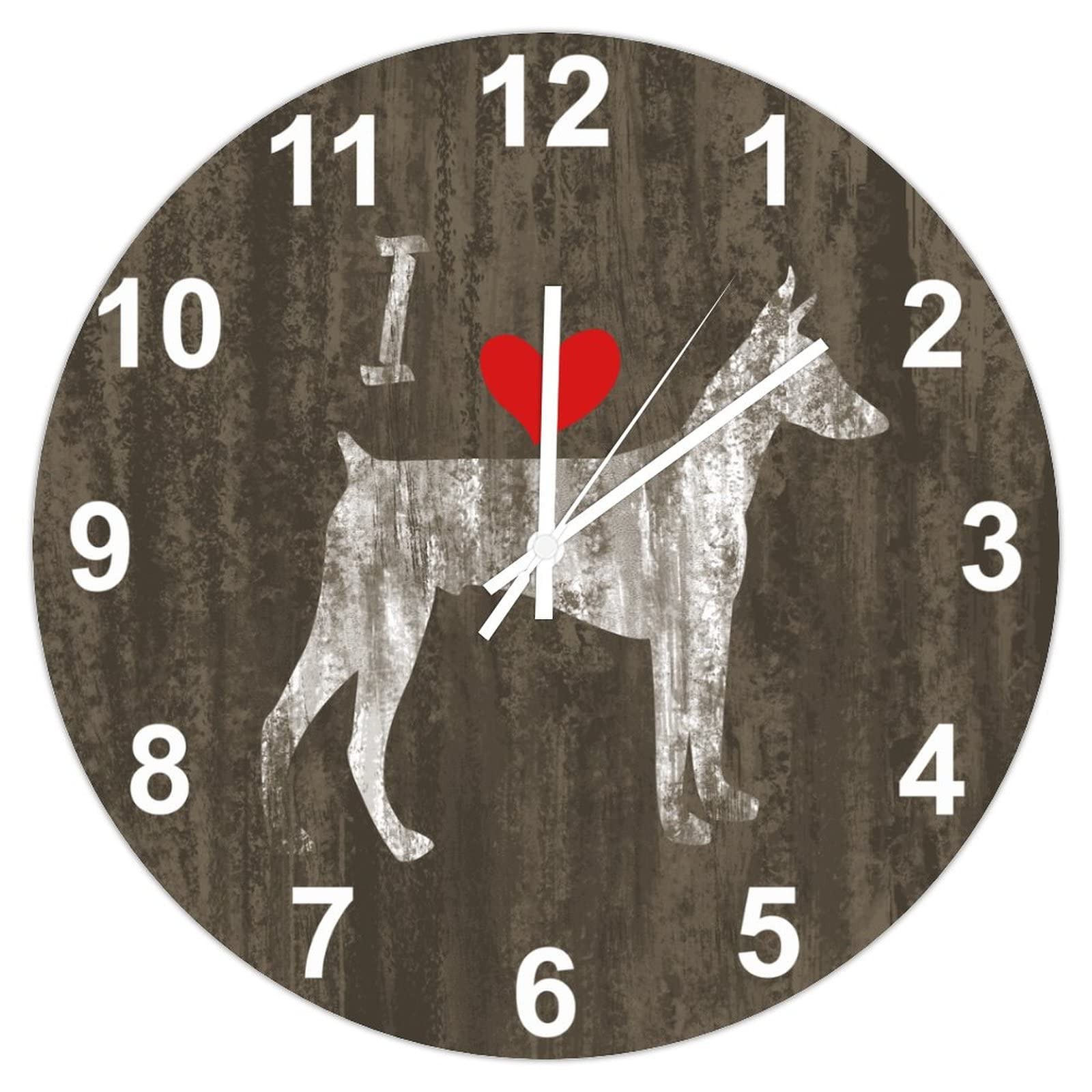 Horloge Doberman sans tic-tac en bois pour éliminer les bruits