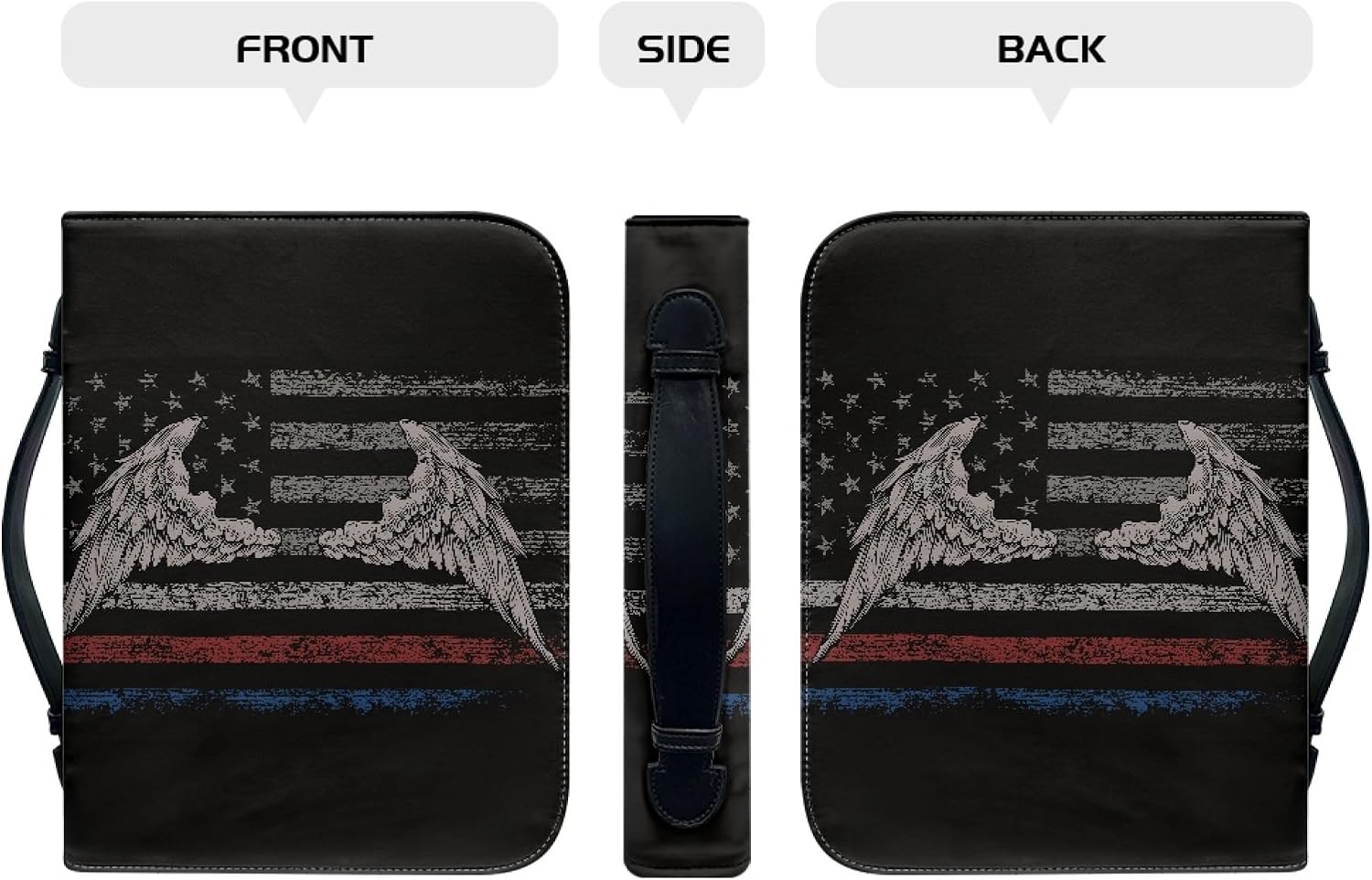 Bengbobar Bible Covers American Flag Black Bird Bible Carrying Case with Handle for Women Girls Highlighter Storage Bag Mens Bible Study Supplies 5x8 Bible Protective Cover Small