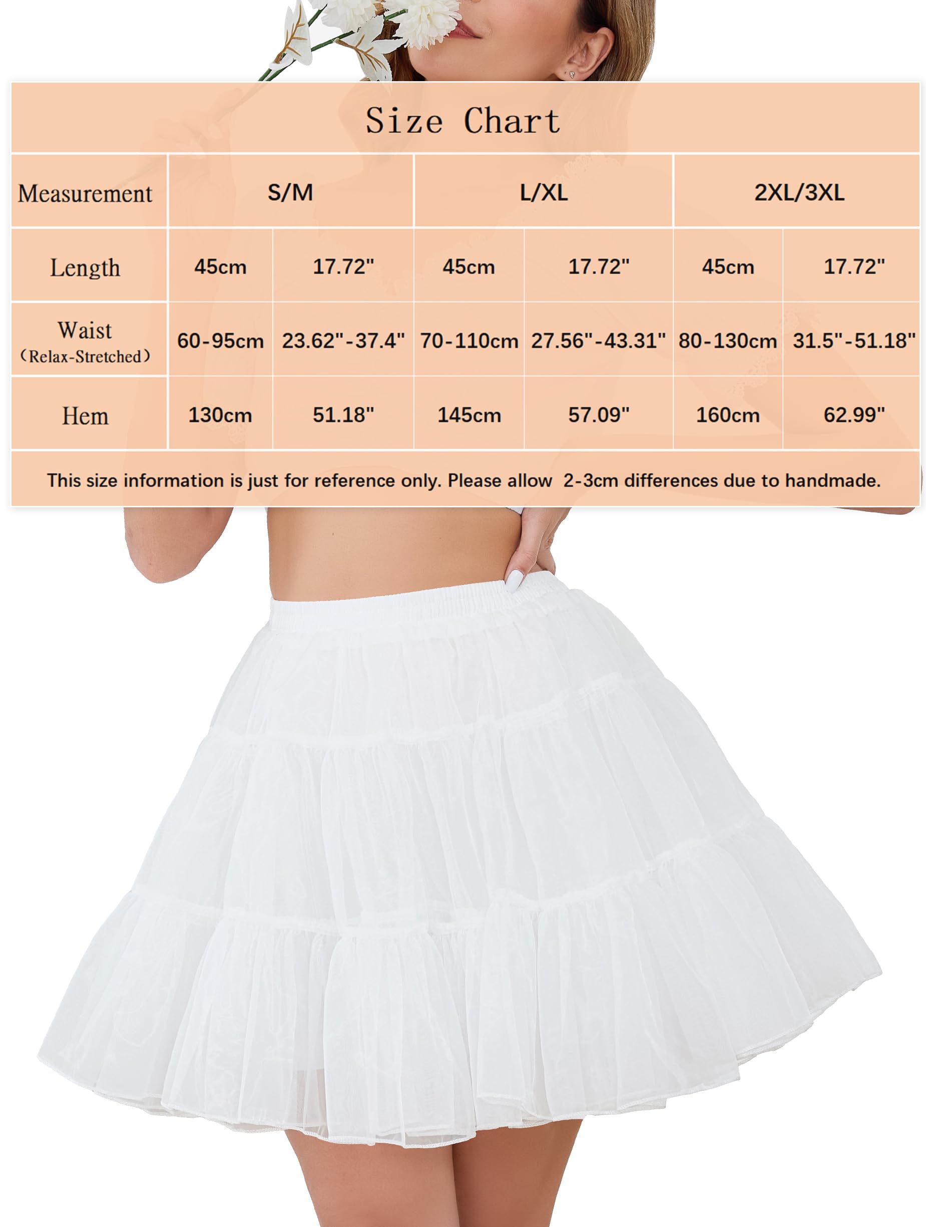 Vlazom Damska halka w stylu lat 50., klasyczna halka o linii A, halka w stylu vintage, rockabilly, spódniczka tutu, do sukni ślubnej, sukni balowej, cosplay, kostium na Halloween, S-3XL