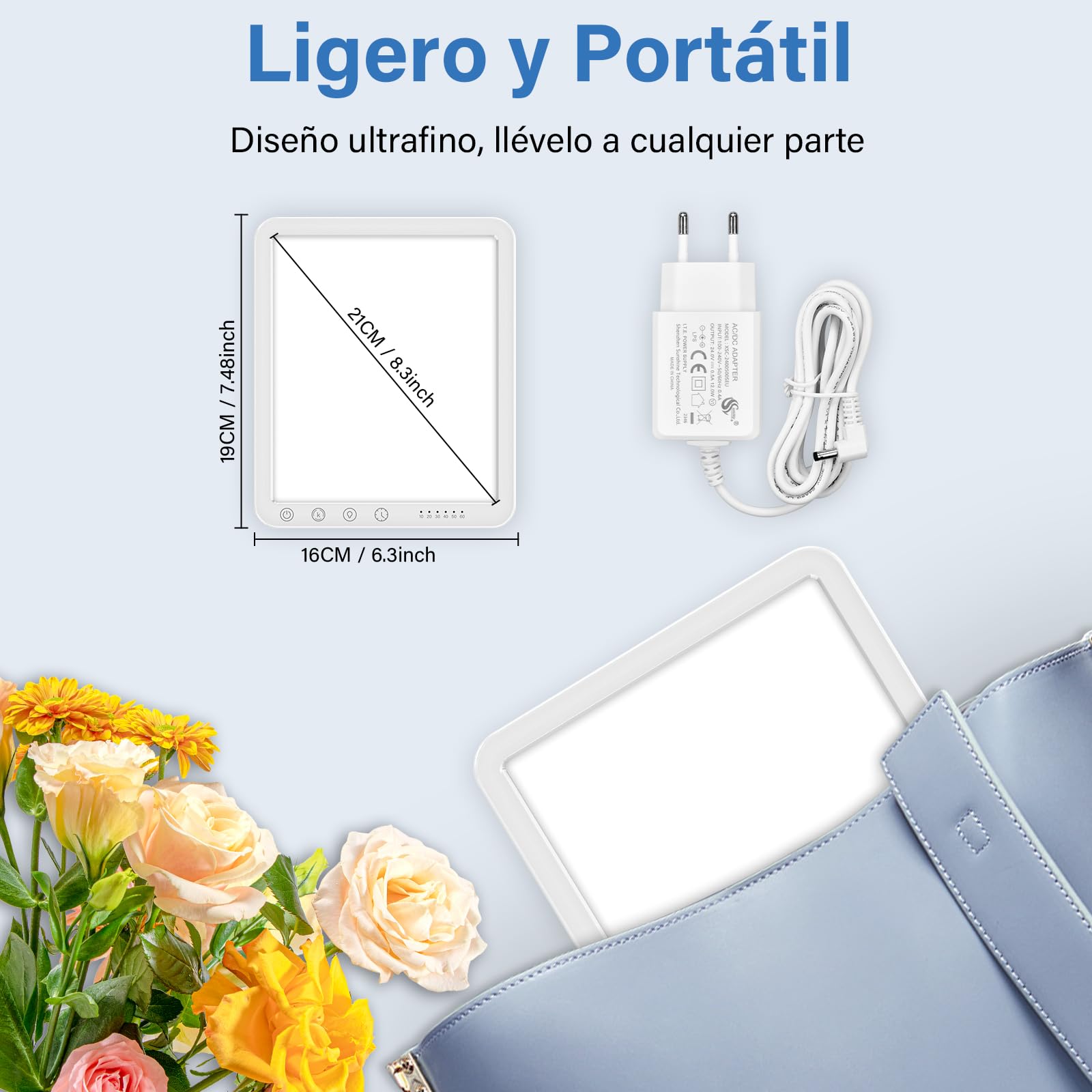 Lámpara de Luz Diurna, 15000 Lux Lámpara SAD Sin UV Lámpara de Luz Diurna con 6 Temporizador 3 Temperaturas de Color y 5 Niveles de Brillo, SAD Luzi de Control Táctil con Función de Memoria