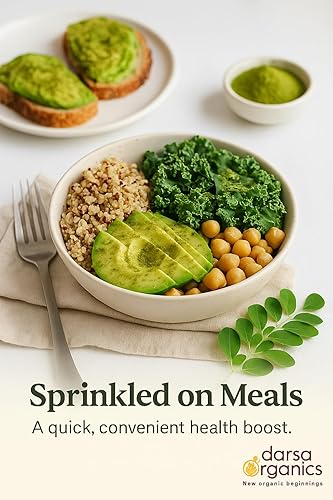 Miniatura 5 de Moringa en polvo de 1 libra (16 onzas), polvo de moringa orgánico de grado premium USDA de la India, superalimento rico en nutrientes para tés,