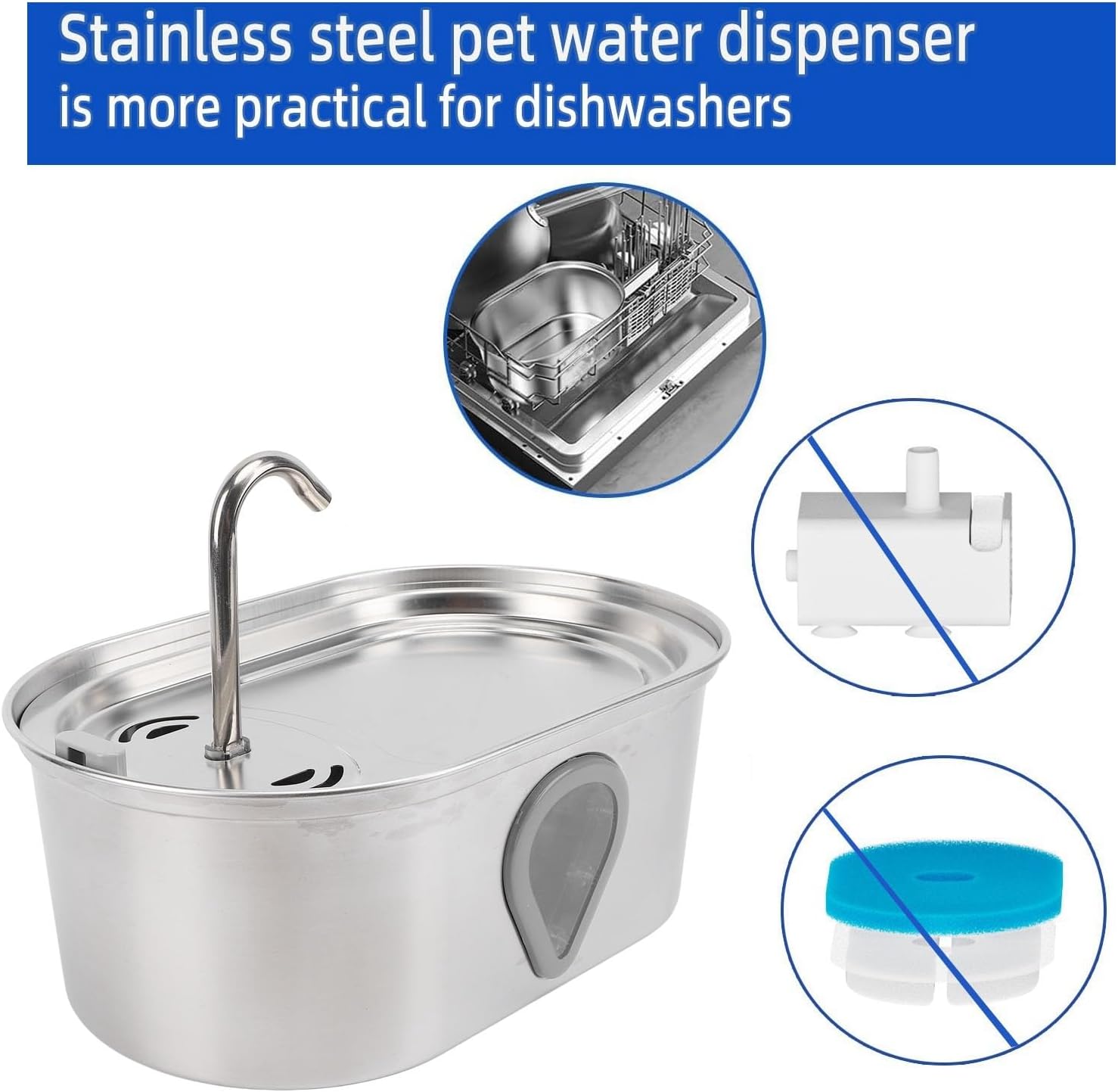 Zerodis Cat Water Fountain with dishwasher compatibility icon