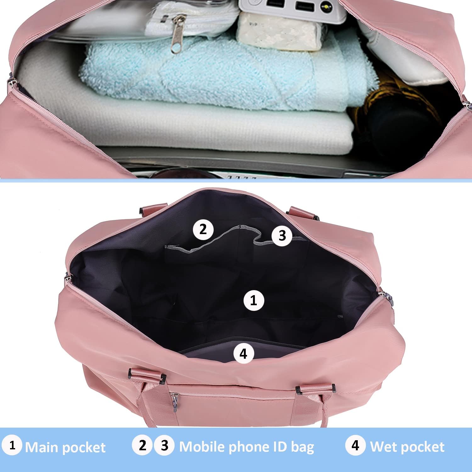 Travel Duffle Bag, Waterproof Sport Tote Gym Bag for Women Men, Overnight Weekender Carry On Bag with Wet Pocket - Image 6