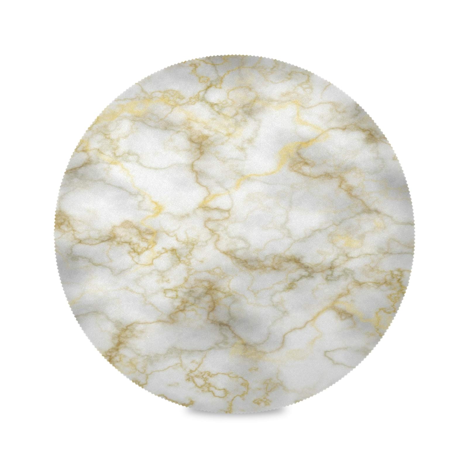 Mnsruu Cute Art White Marble Stone Granite Copper Scratches Round Placemats For Dining Table Mats Set Of 4, Washable Place Mats For Kitchen Table