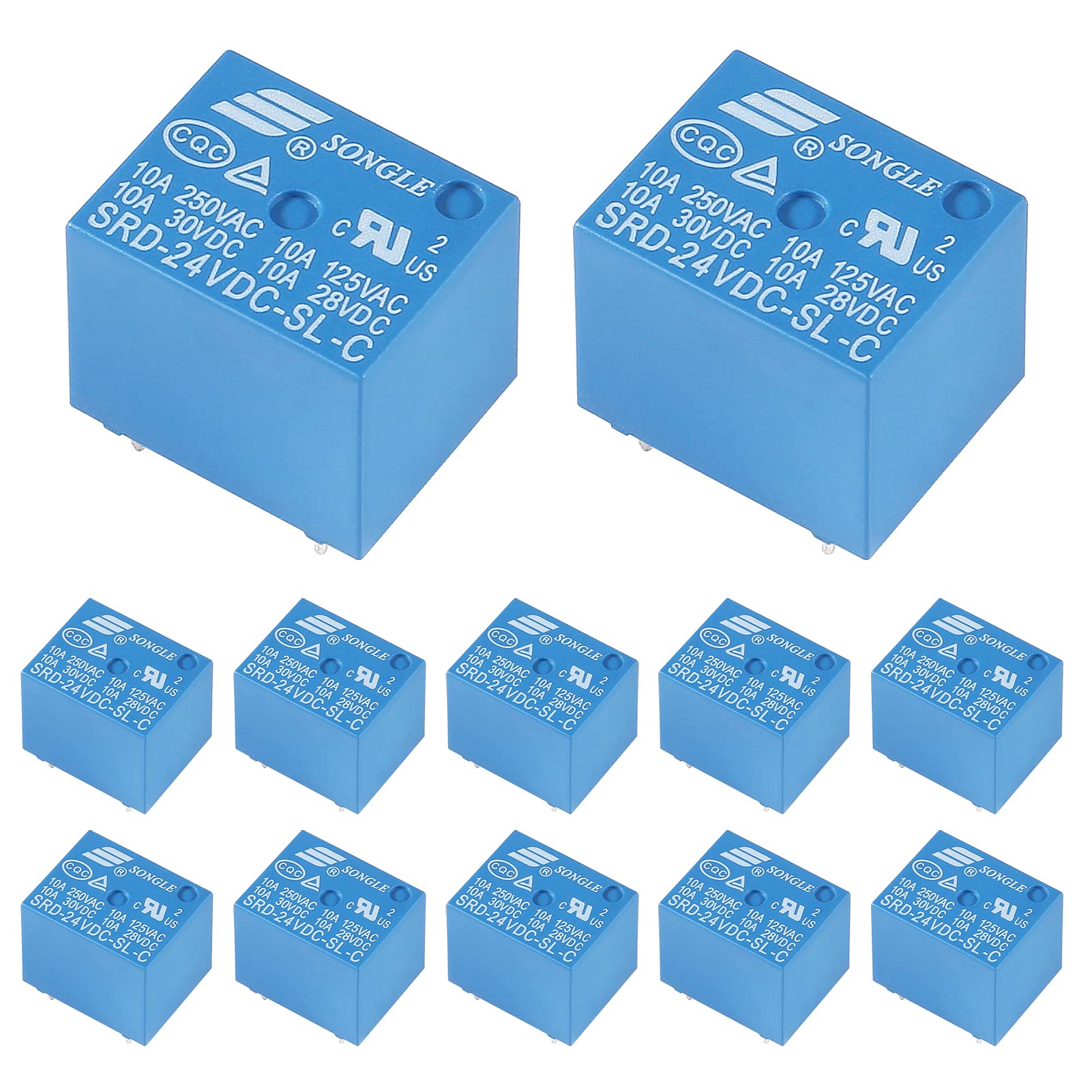UMLIFE 12pcs SRD-24VDC-SL-C 24V 5-Pin SRD-24VDC-SL SRD-24VDC SRD-24V relays Conversion Type Relay Mini Power Relay for Arduino