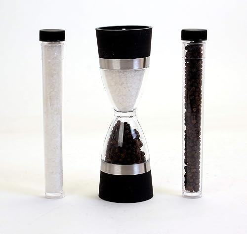 Miniatura 6 de Orii Juego de molinillo de sal y pimienta con forma de reloj de arena 2 en 1, molinillo de especias de sal y pimienta premium y juego de cocteleros