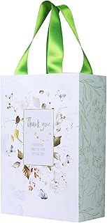 VIDIL BAGS Return पेपर गिफ्ट बैग छोटा | बच्चों के लिए जन्मदिन की पार्टी, बेबी शावर, शादी, गृहिणी और पूजा पिस्ता फ्लोरल डिज़ाइन 10 का पैक