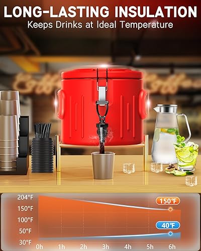 Miniatura 5 de Dispensador de bebidas aislado de 2 galones, dispensador de bebidas frías y calientes con interior de acero inoxidable 304 y boquilla, dispensador