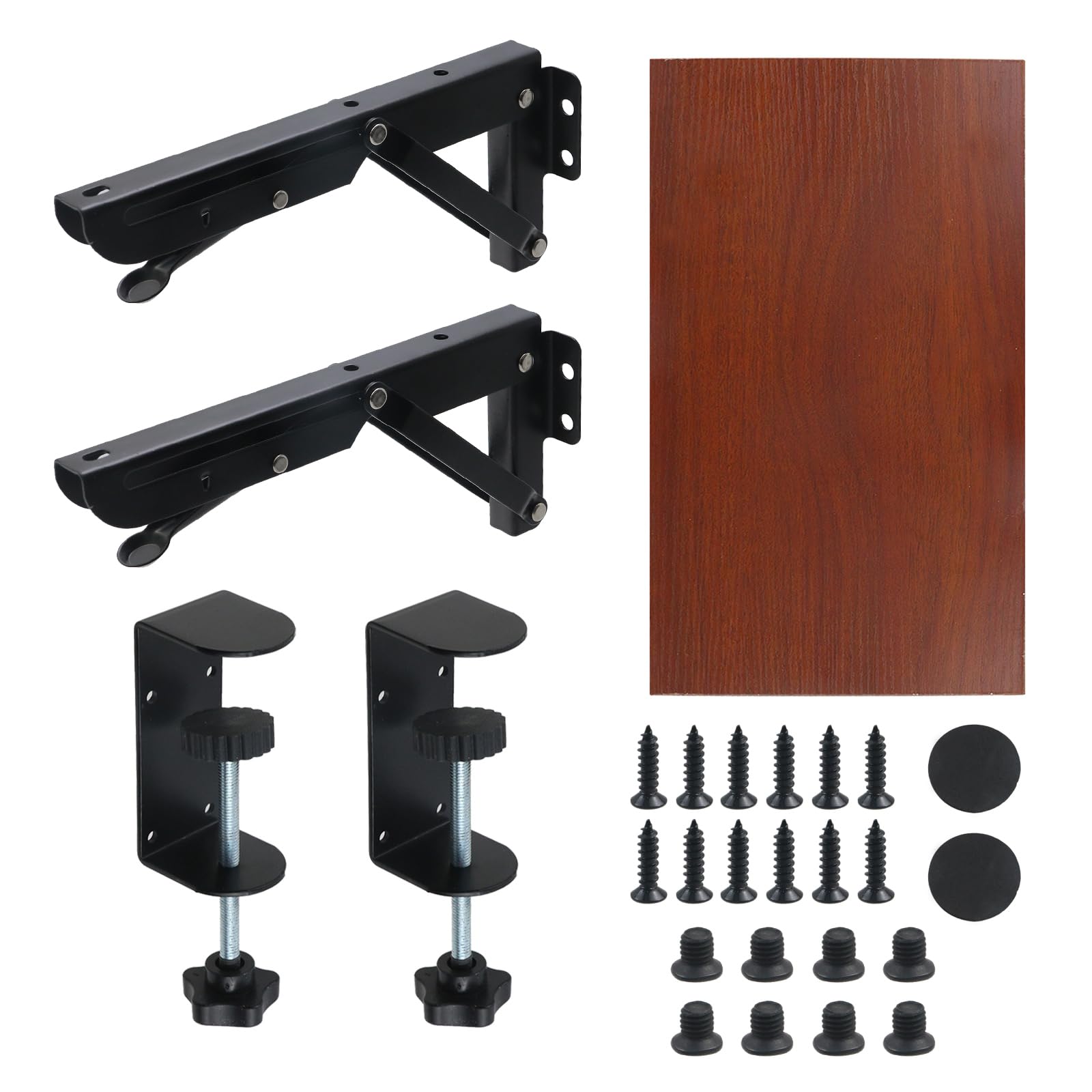 UTALIND 1 Pack Clamp-on Desk Extension Shelf Folding Keyboard Tray for Arm Support, Brown Desk Extension Board for Office, 15.7''x 8.0''