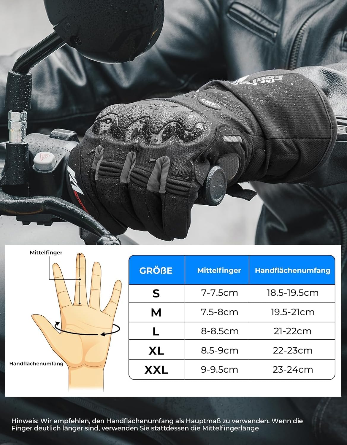 KEMIMOTO Beheizbare Handschuhe für -20°C~ -5°C, Beheizte Handschuhe Motorrad mit 3000mAh Akku, Beheizte Winter Motorradhandschuhe für Herren und Damen, Ideal für Skifahren,Outdoor-Aktivitäten