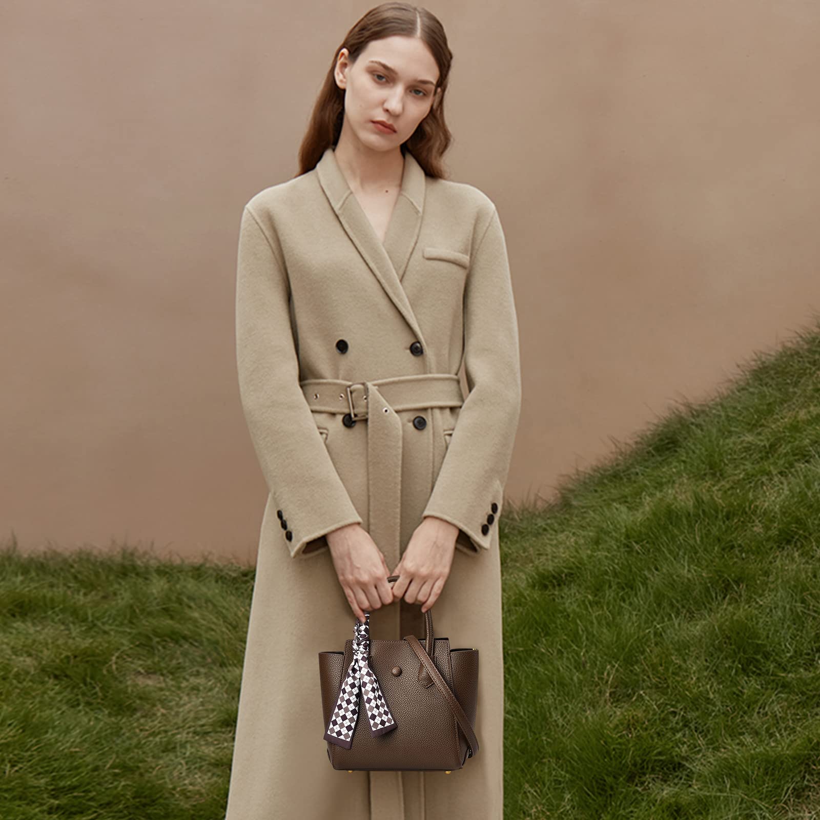 ADITM Borse da Donna Eleganti Borse con Manico Superiore Borsa a Secchiello Moda Borsa a Tracolla Piccola da Donna Borsa a Tracolla in Pelle PU Borsa a Tracolla con Nastro Double The Comfort