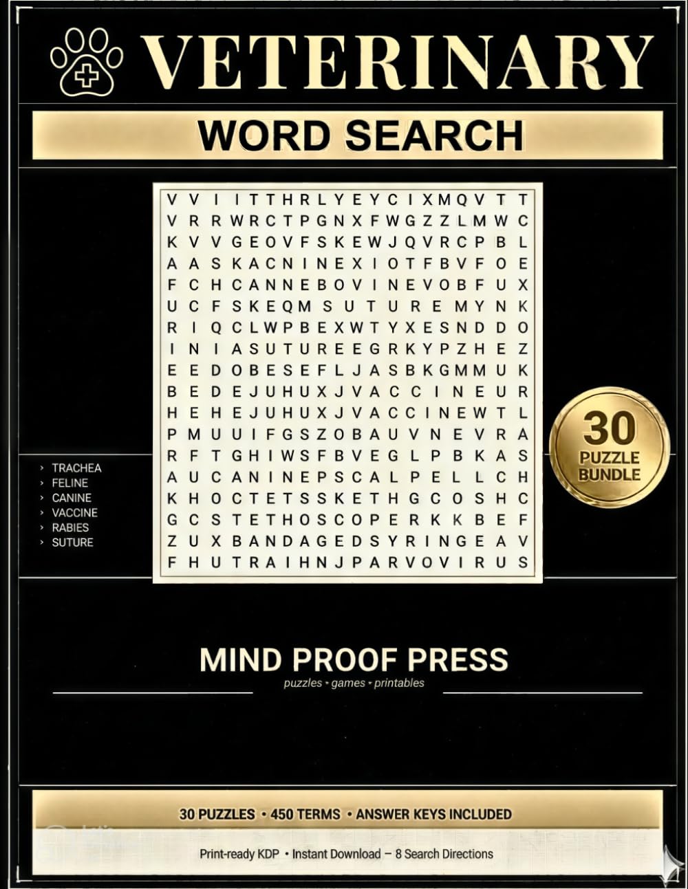 Veterinary Word Search: 30-Puzzle Bundle