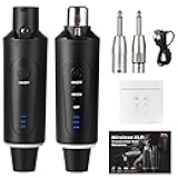 XLR Wireless Microphone System, Wireless Guitar Transmitter Receiver Plug-on for Dynamic and 48V Condenser Microphones, 48V Phantom Power and Reverb Switch (XLR Wireless Microphone System)