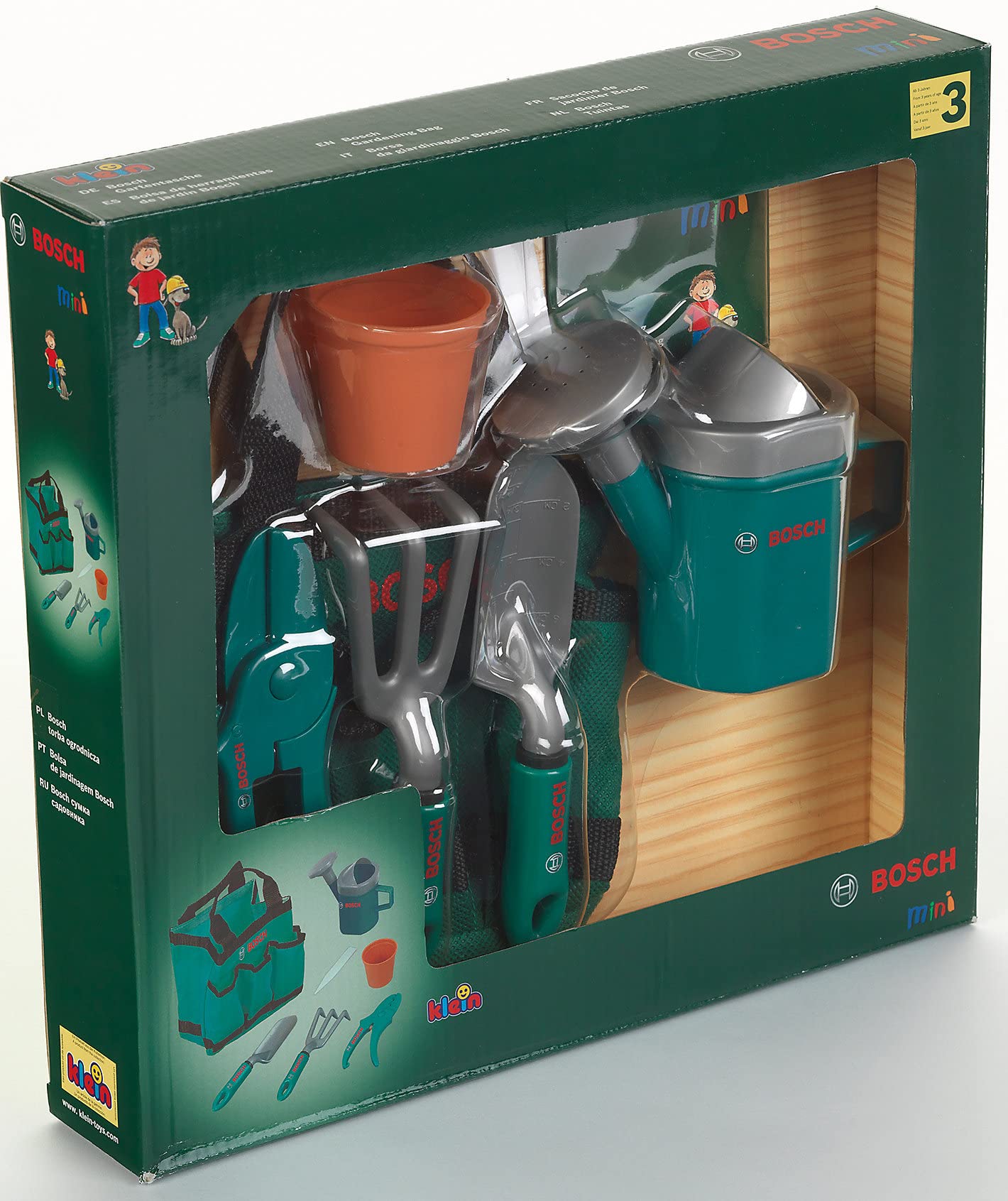 Theo Klein 2787 Sacoche de Jardinage Bosch - avec de Nombreux Accessoires : arrosoir, Pelle Manche Court, râteau Manche Court, sécateur, etc. - Dimensions : 18 x 12 x 25 cm - pour Enfants dès 3 Ans