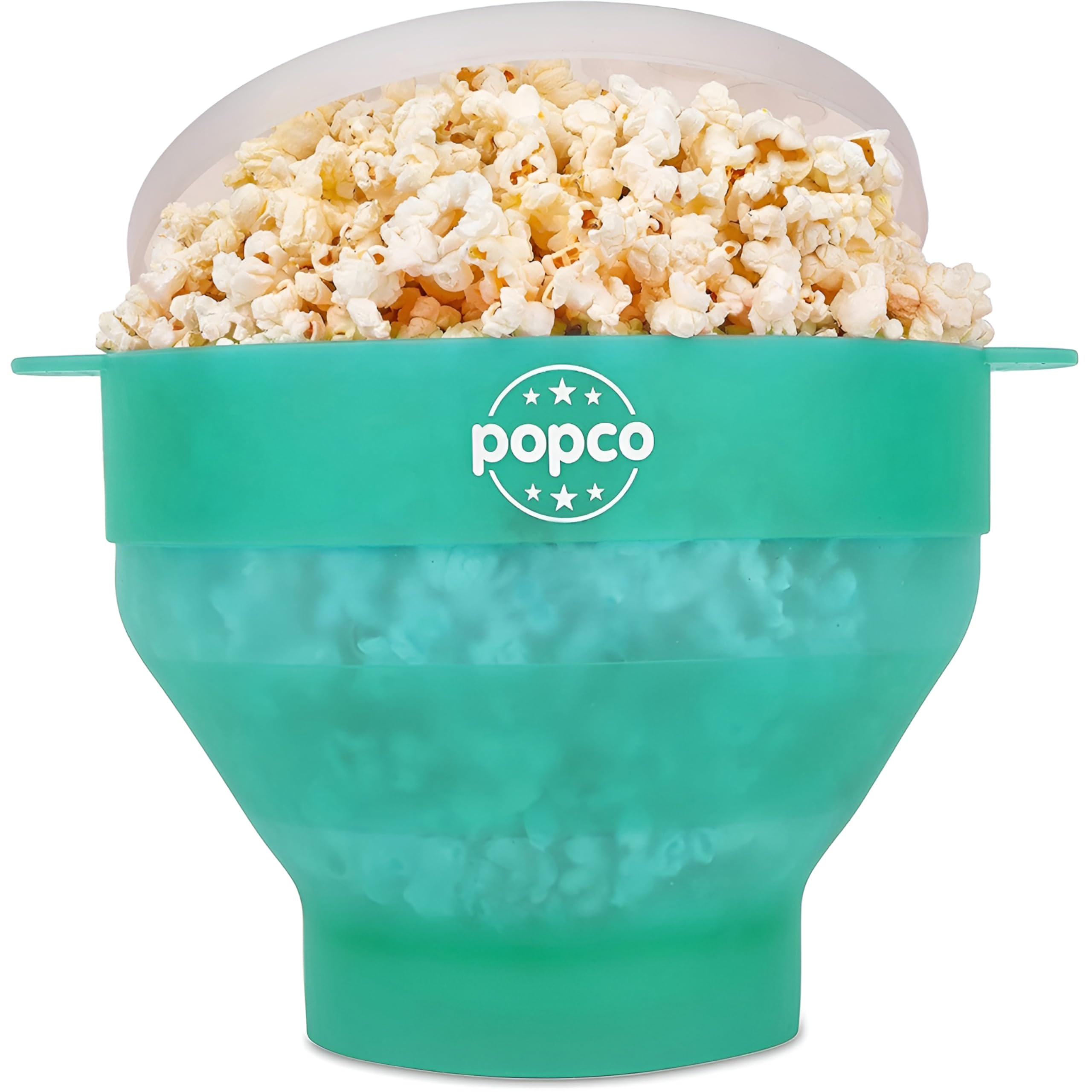 The Original Popco Silicone Microwave Popcorn Popper with Handles, Silicone Popcorn Maker, Collapsible Bowl Bpa Free and Dishwasher Safe - 15 Colors Available (Transparent Aqua)