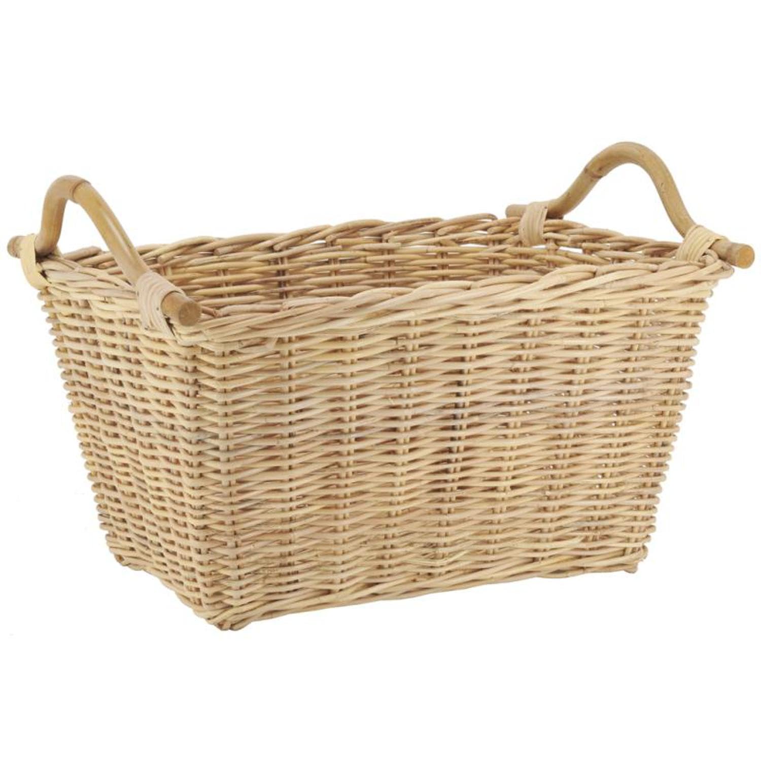 AUBRY GASPARD - Corbeille à Linge en Rotin Naturel Rectangulaire - Dimensions 60 x 45 x 32 cm - Tressage Poelet avec Anses - Légère et Pratique pour Rangement de Linge - Élégance Rustique pour Maison