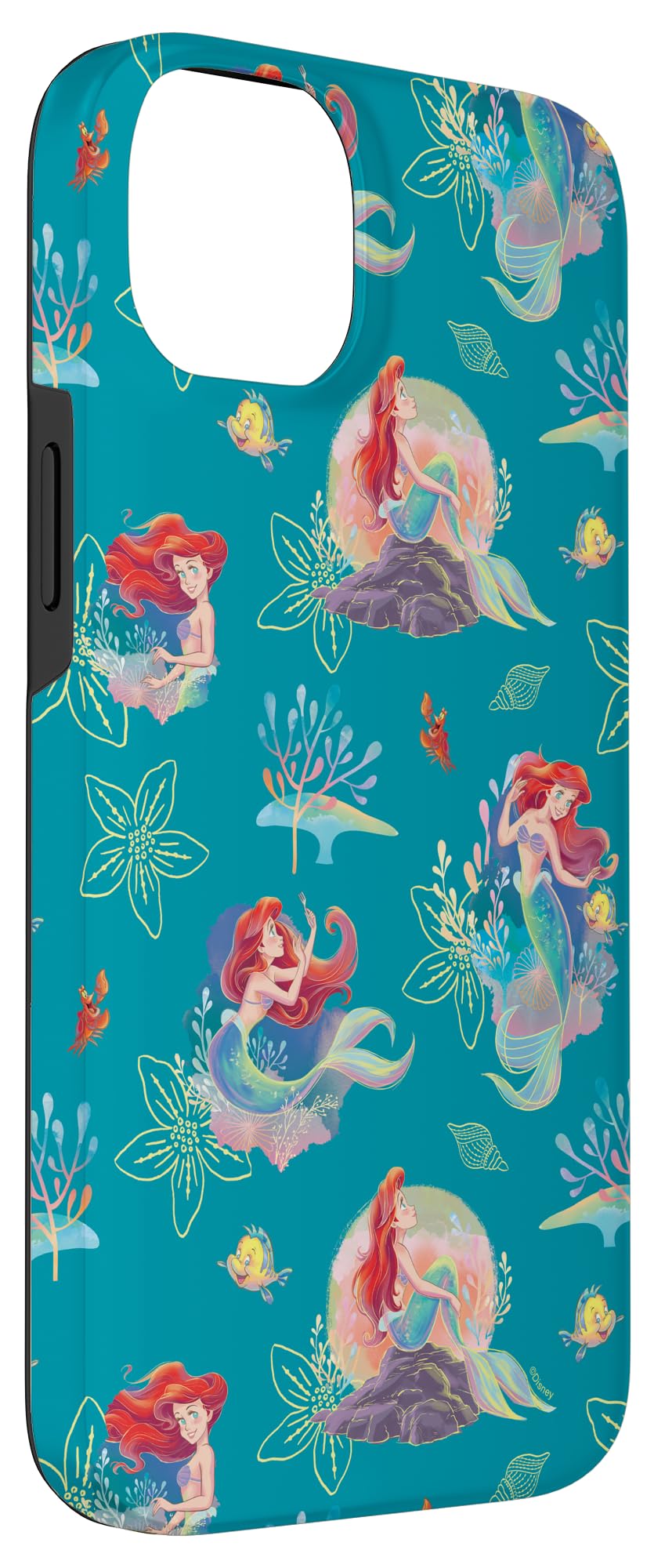 Custodia per iPhone 14 Plus Disney Princess Ariel Flounder e Sebastian sotto il mare