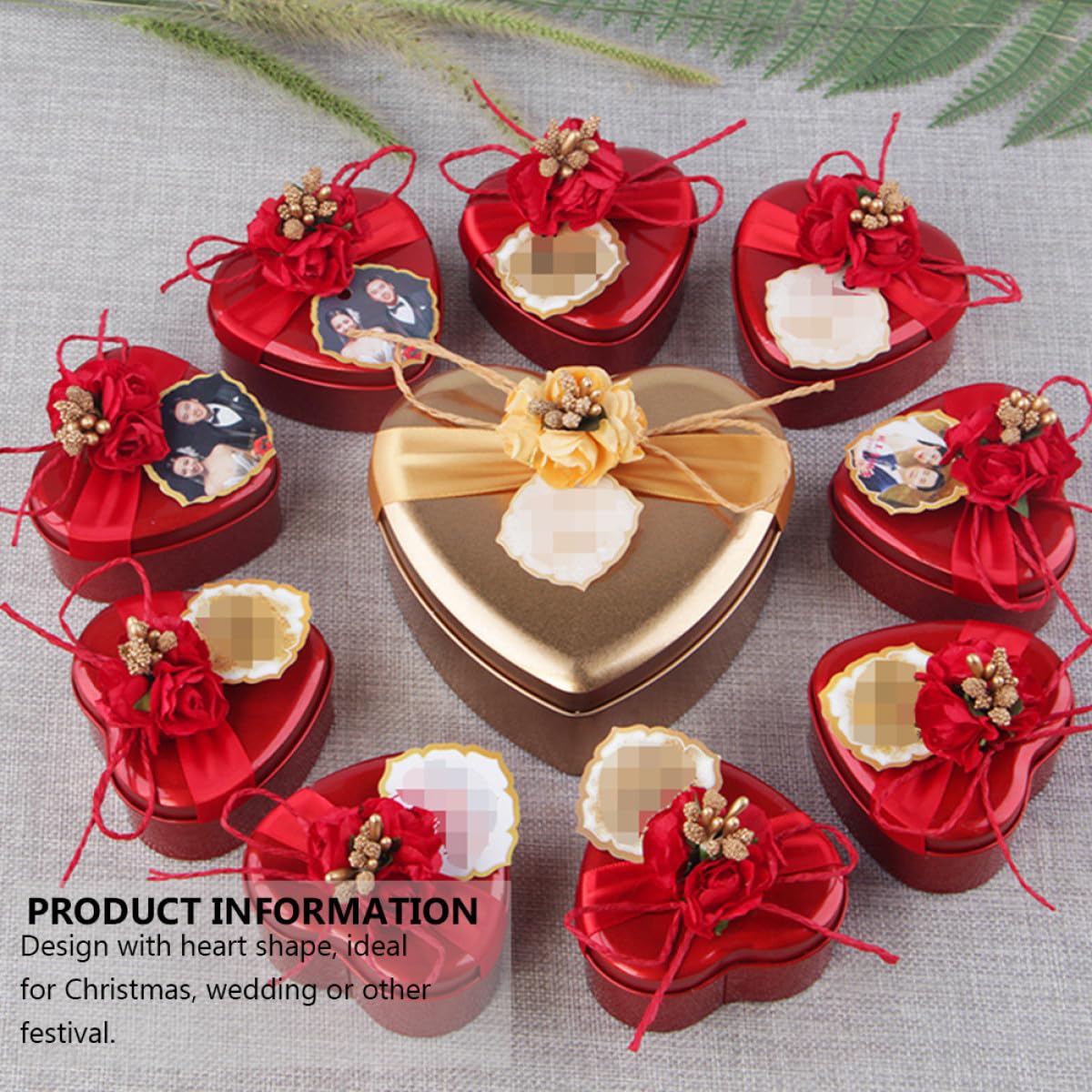 12 Pezzi Scatole in Latta Forma Cuore Oro Portaconfetti Leggere e Portatili per Regalo Nozze e Natale