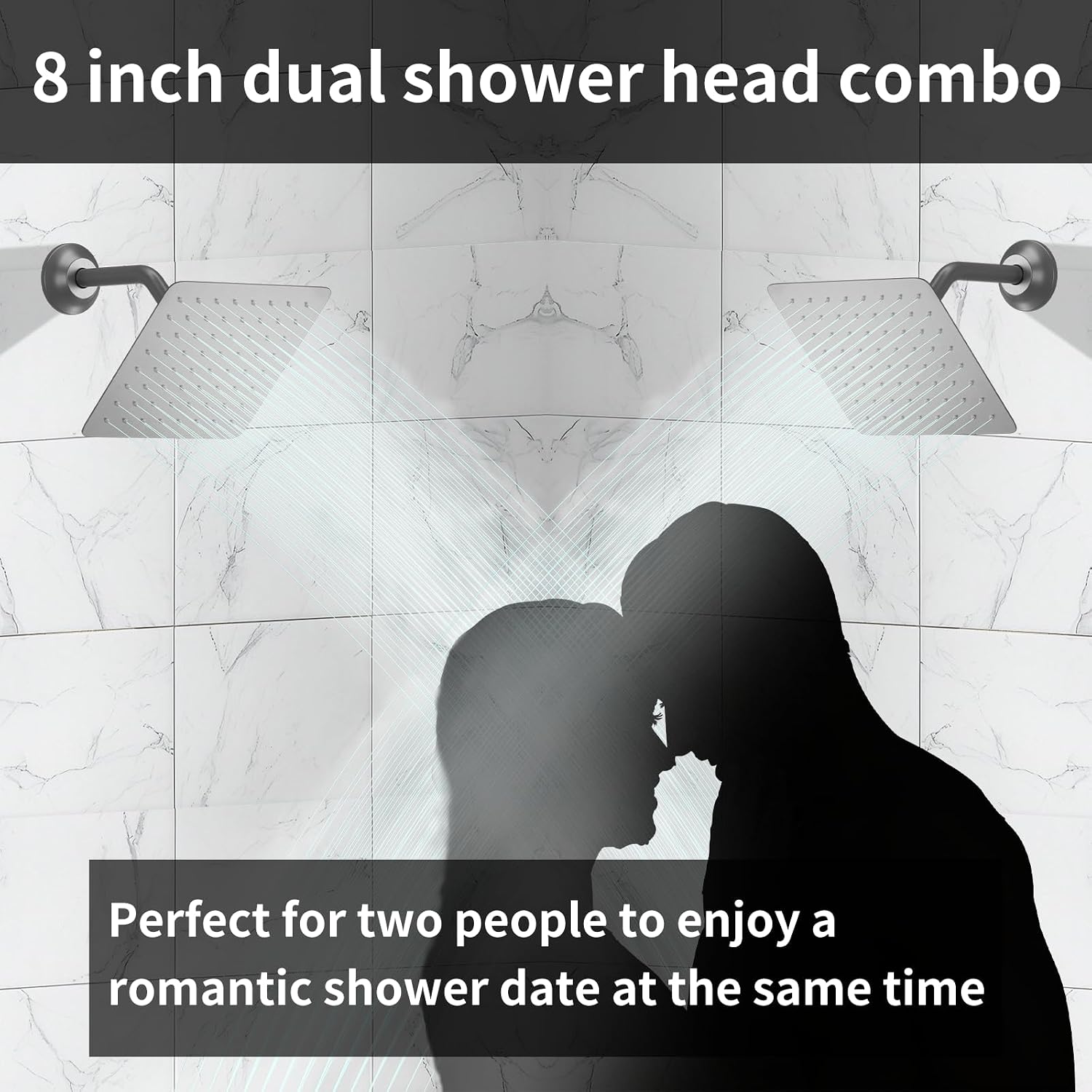 AYIVG Bathroom 4 Functions 3 Rainfall Shower System Ceiling Mount 12 Inch 8+8 Inch Wall Mount Rain And Handheld Shower Head With Temperature Display Shower Faucet Set (Brushed Nickel)