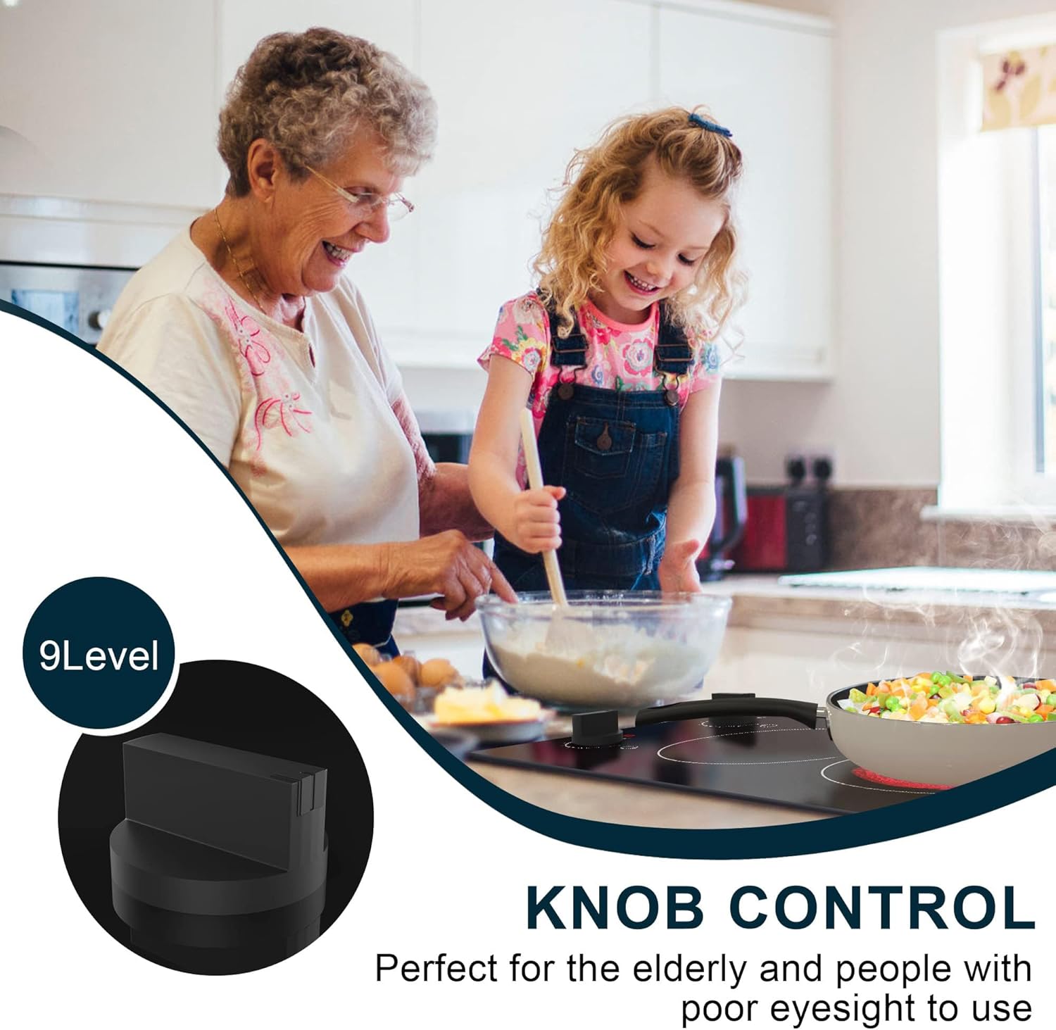 Karinear Piano Cottura in Vetroceramica, Piastra Portatile 2 fuochi, 2600W Fornello Elettrica con spina, 220-240V, Piani Cottura con Manopola Karinear Piano Cottura in Vetroceramica, Piastra Portatile 2 fuochi, 2600W Fornello Elettrica con spina, 220-240V, Piani Cottura con Manopola