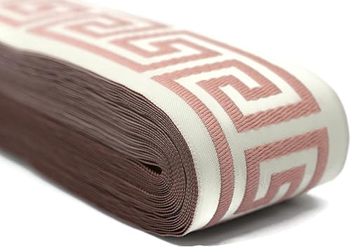 16 yardas de largo 2.67 pulgadas de ancho de cinta griega rosa y beige ribete jacquard para tus cortinas, cortinas, cinta de bandas, tela de